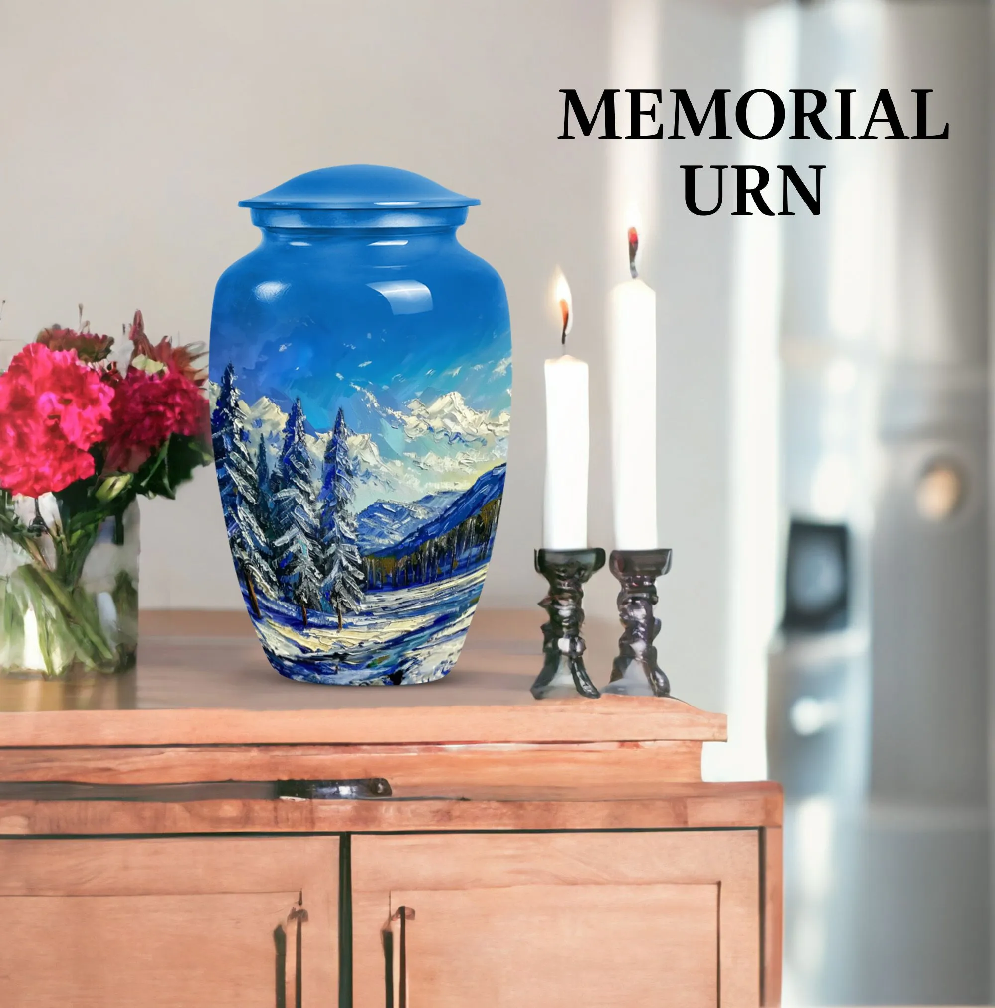 Mountains Urn - Memorial Keepsake for Loved Ones, Cremation Urn