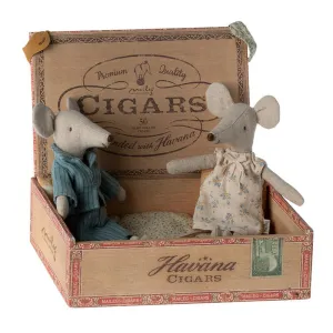 Mum and Dad Mice in Cigar Box