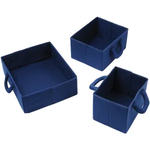 Nesting Blue Storage Bins | Set of 3 Foldable Organizers in Varying Sizes