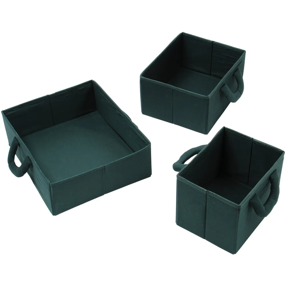 Nesting Green Storage Bins | Set of 3 Foldable Organizers in Varying Sizes