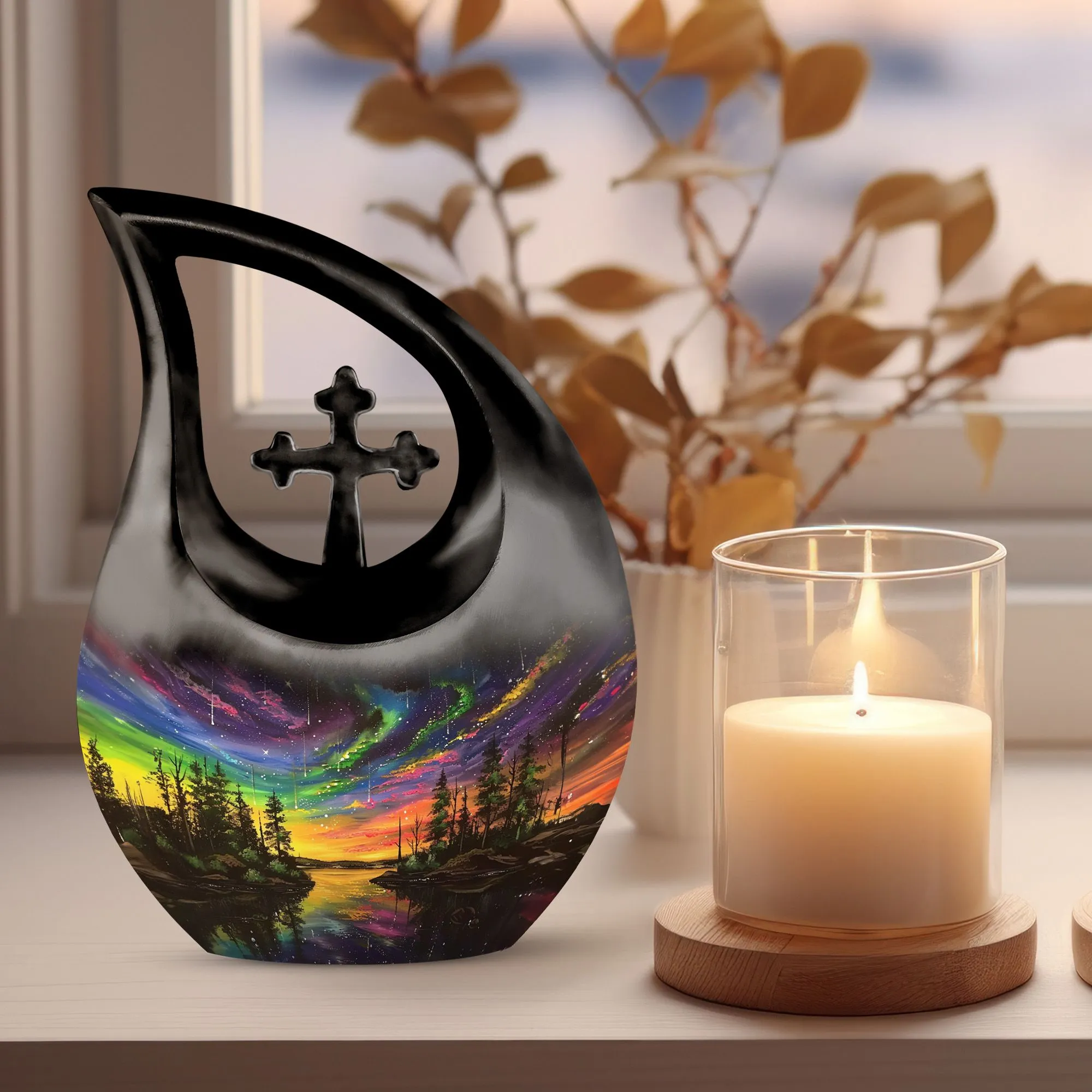 Northern Lights Extra Large Cremation Urn For Ashes