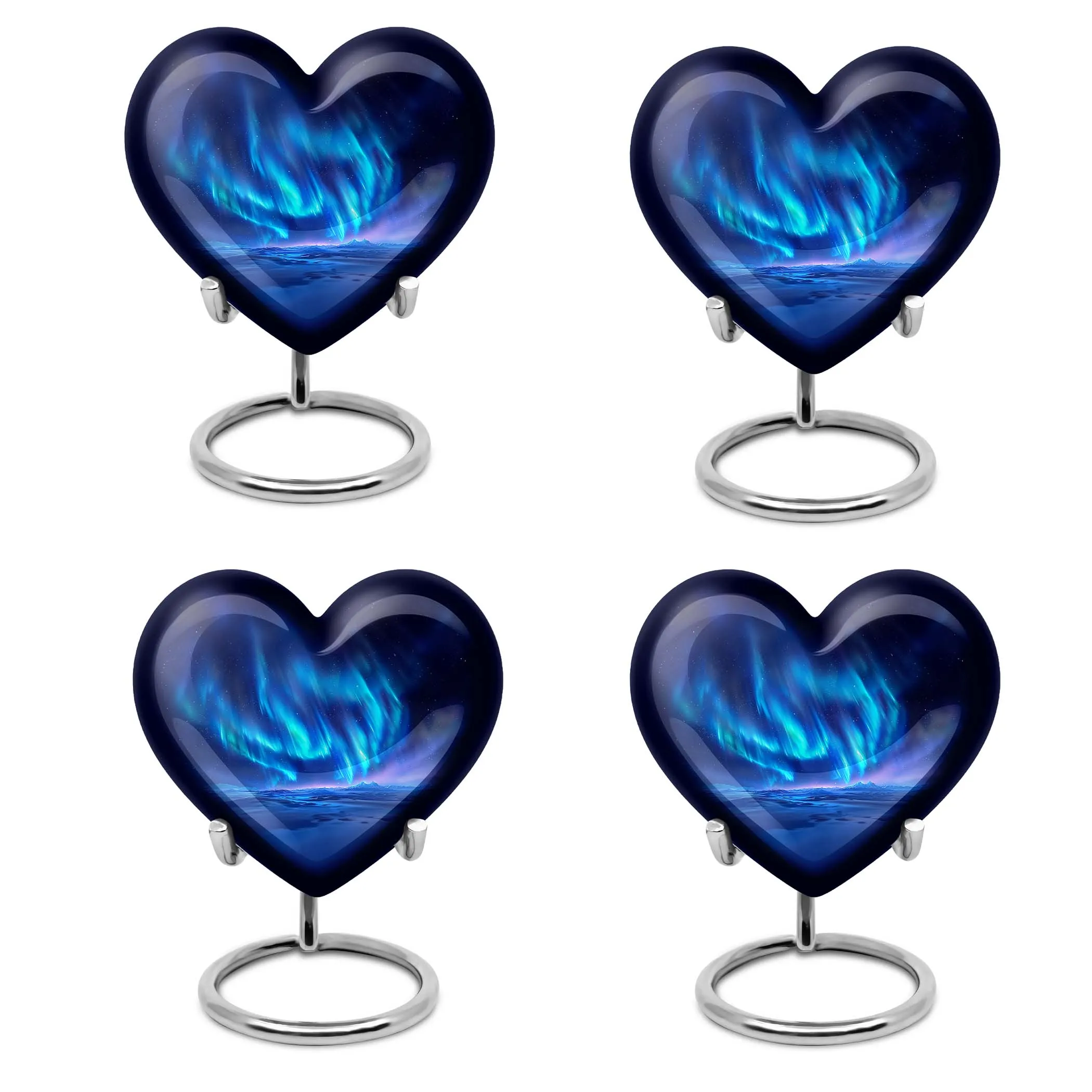 Northern Lights Heart - Engravable Remembrance Urn