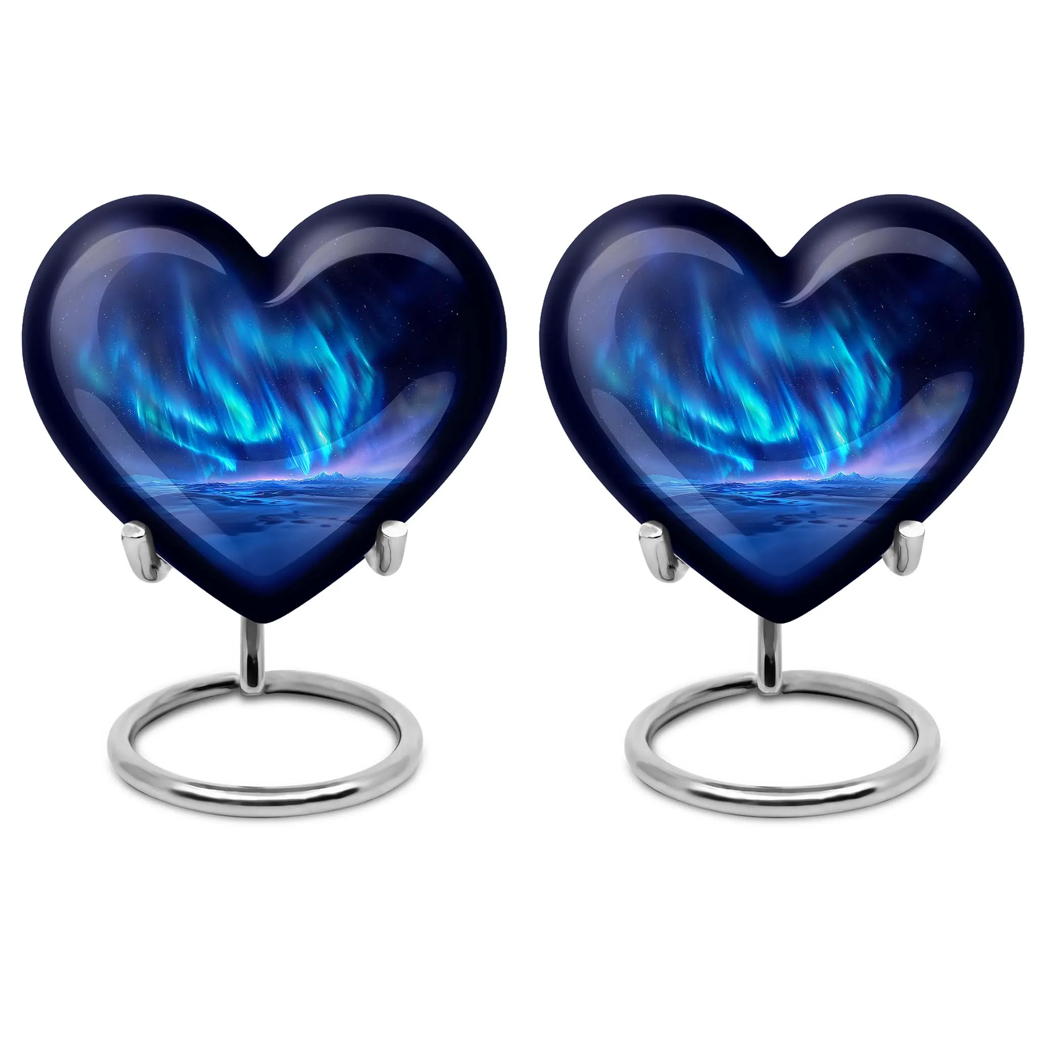 Northern Lights Heart - Engravable Remembrance Urn