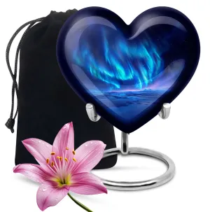 Northern Lights Heart - Engravable Remembrance Urn