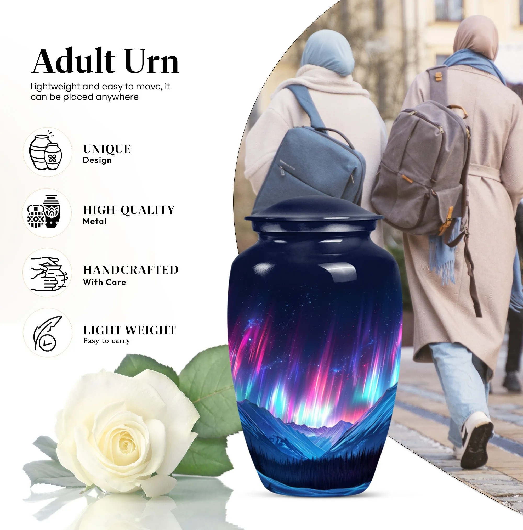 Northern Lights Men's Cremation Urn - Touch of Eternity Memorial