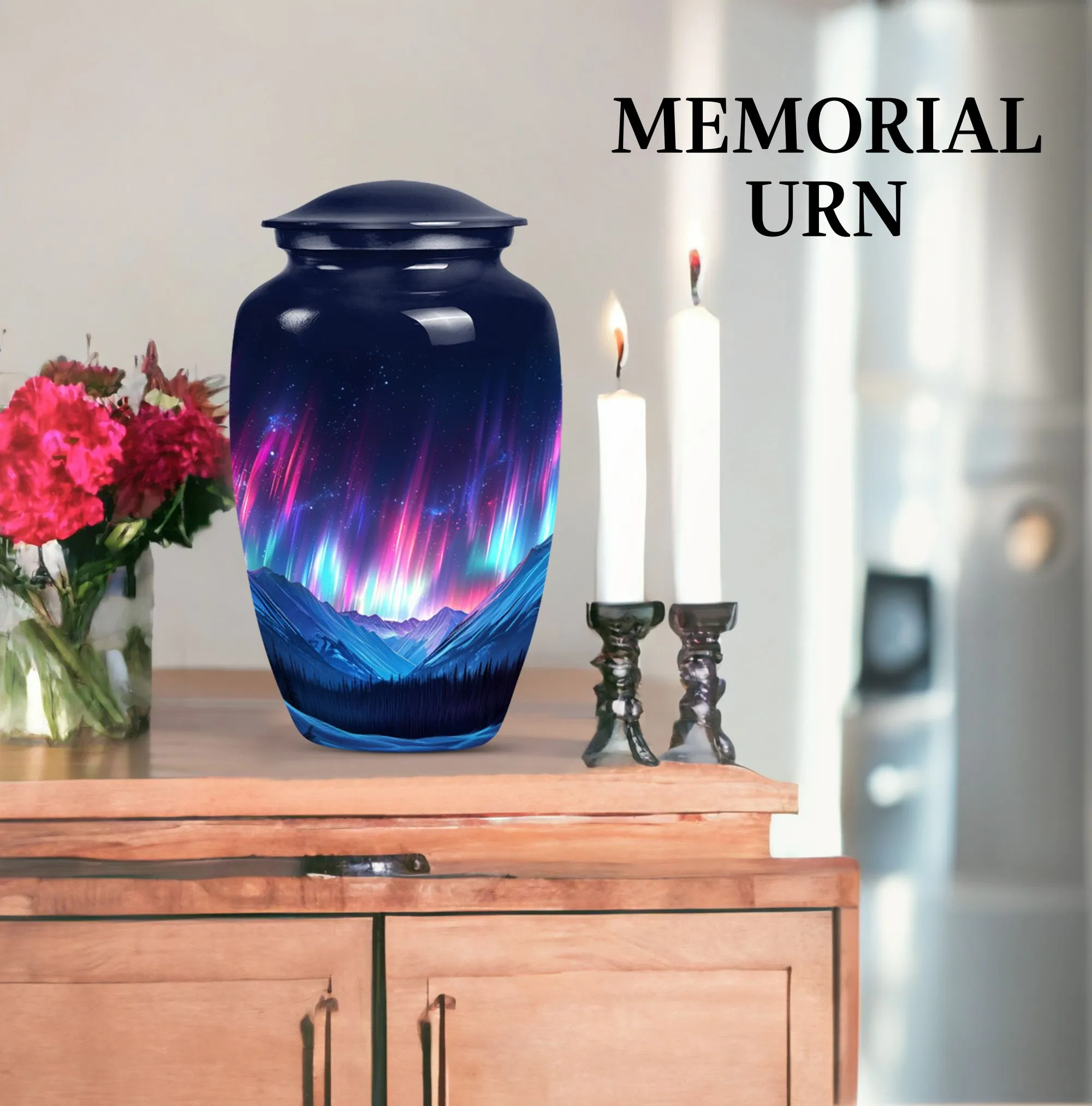 Northern Lights Men's Cremation Urn - Touch of Eternity Memorial