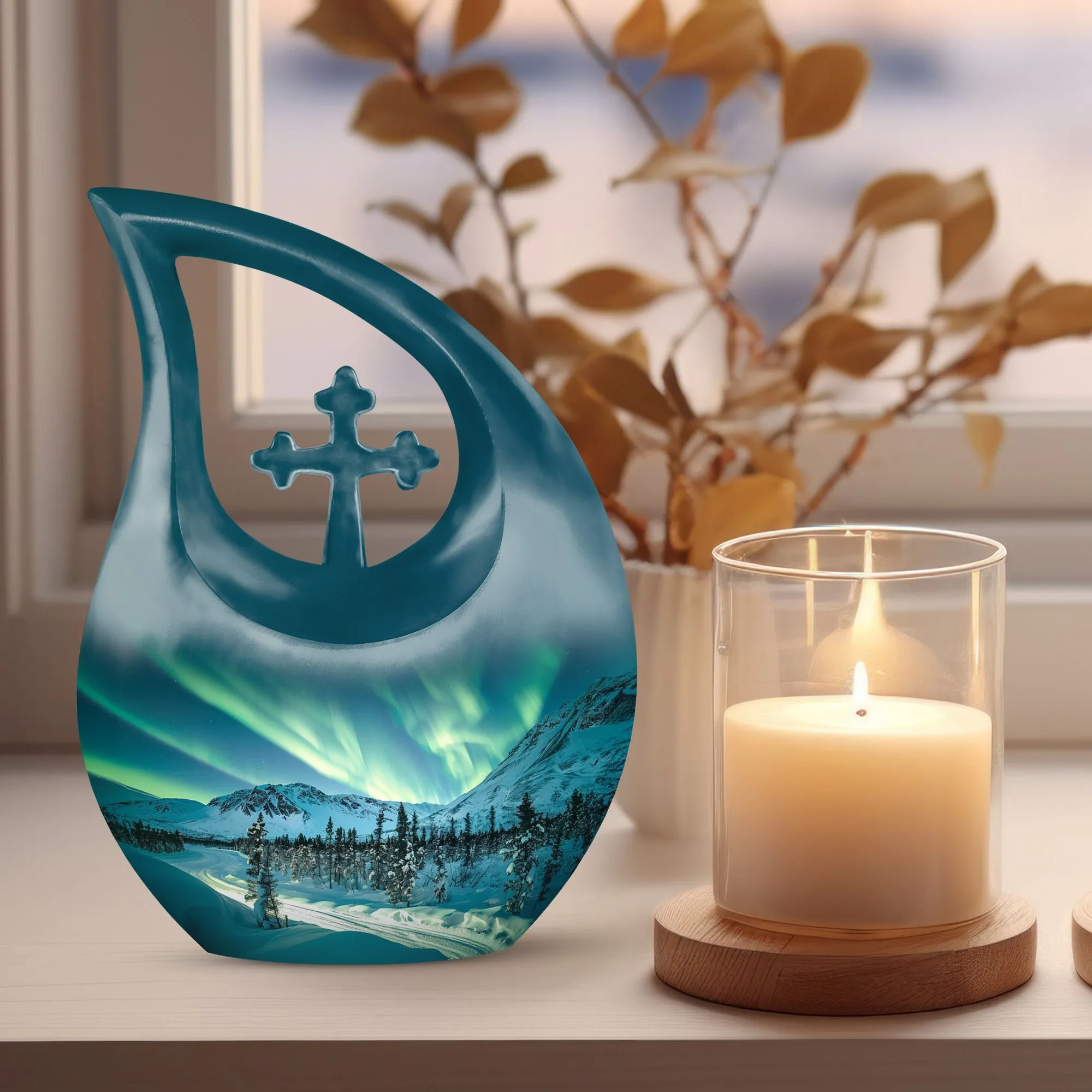 Northern Lights Urn - Adult Cremation Urn For Human Ashes Remans