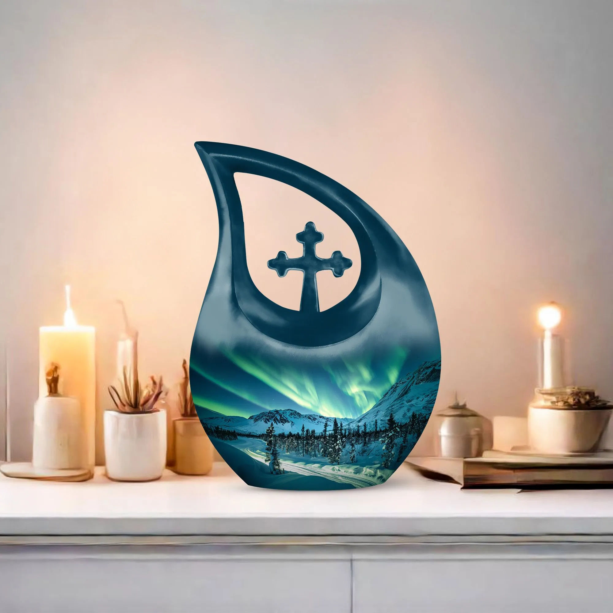 Northern Lights Urn - Adult Cremation Urn For Human Ashes Remans