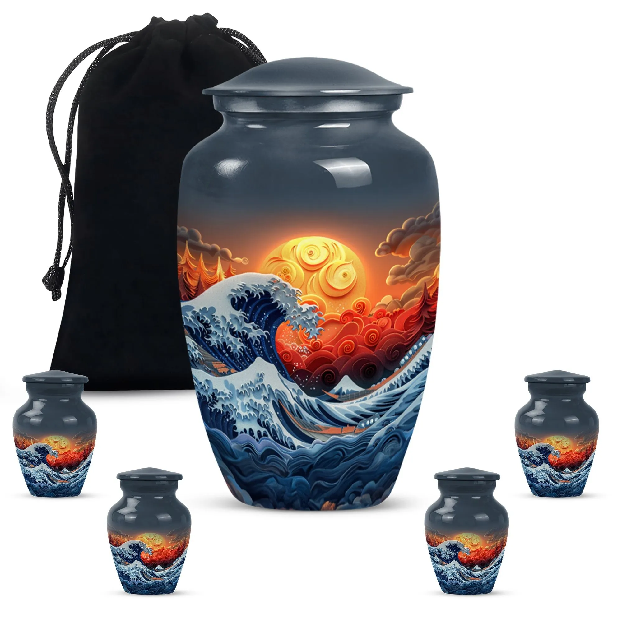Ocean Waves Embrace: A Memorial Cremation Urn For Ashes