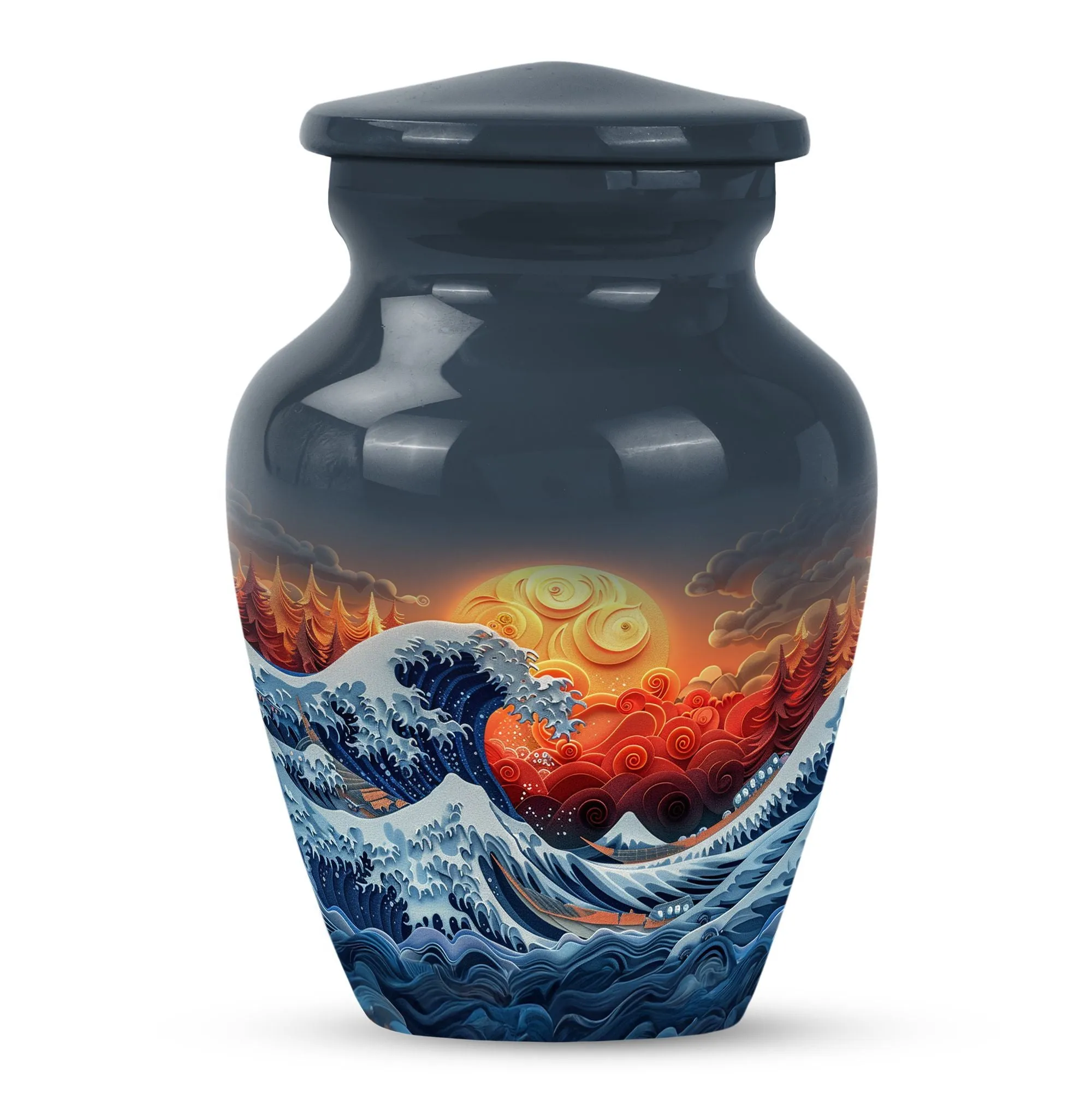Ocean Waves Embrace: A Memorial Cremation Urn For Ashes