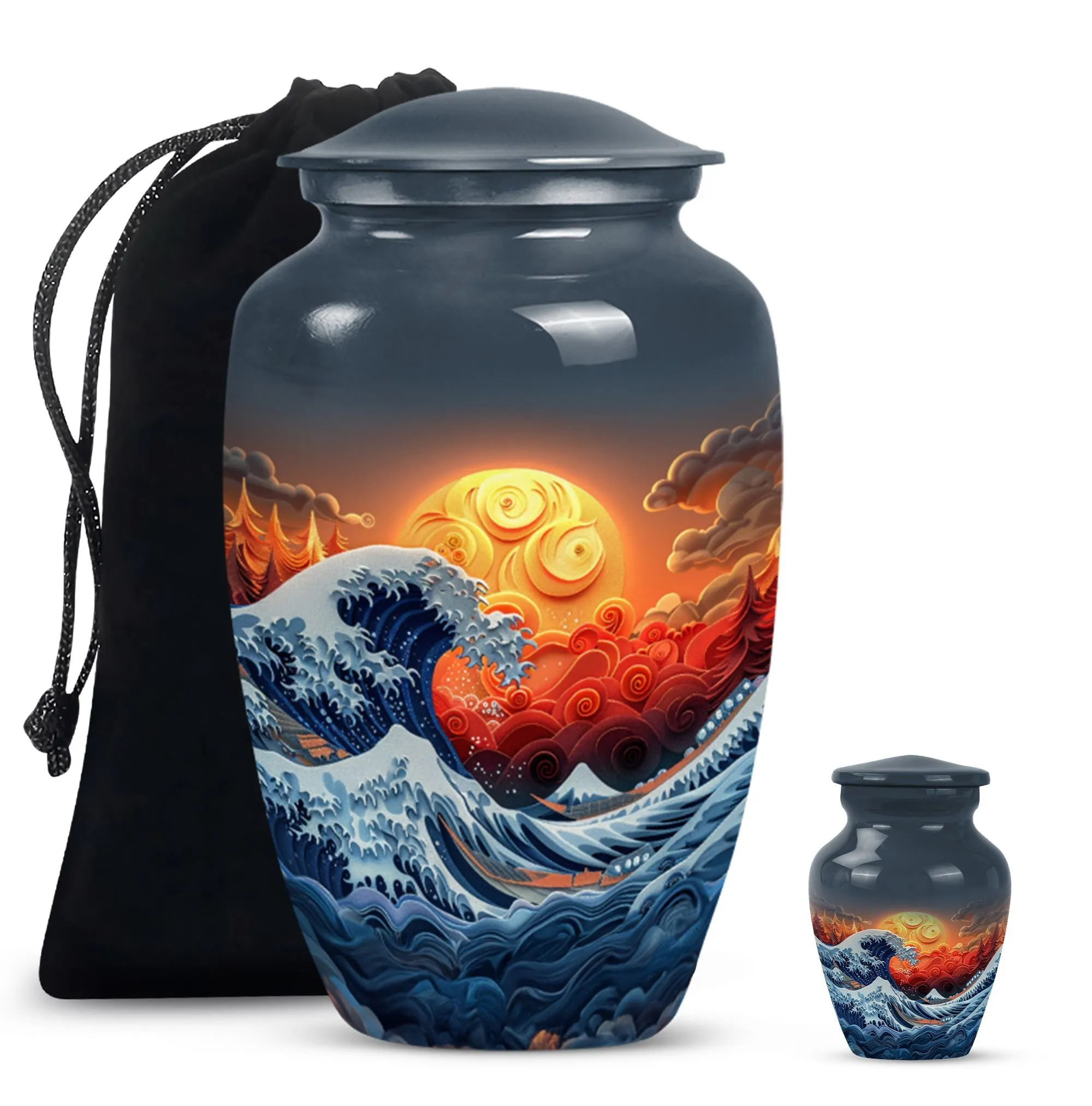 Ocean Waves Embrace: A Memorial Cremation Urn For Ashes