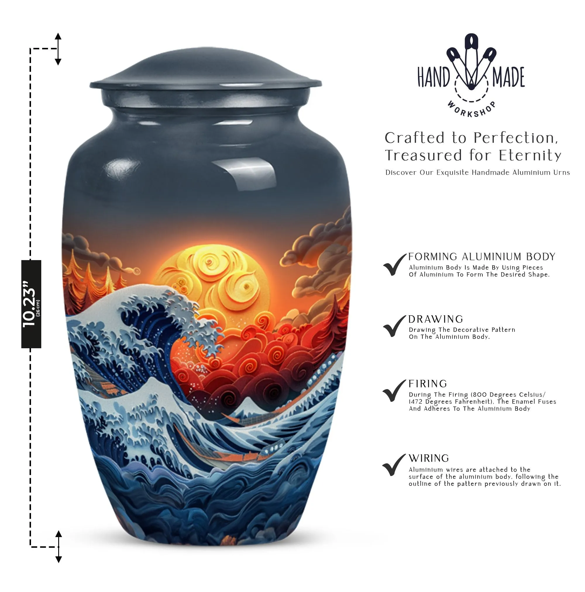 Ocean Waves Embrace: A Memorial Cremation Urn For Ashes