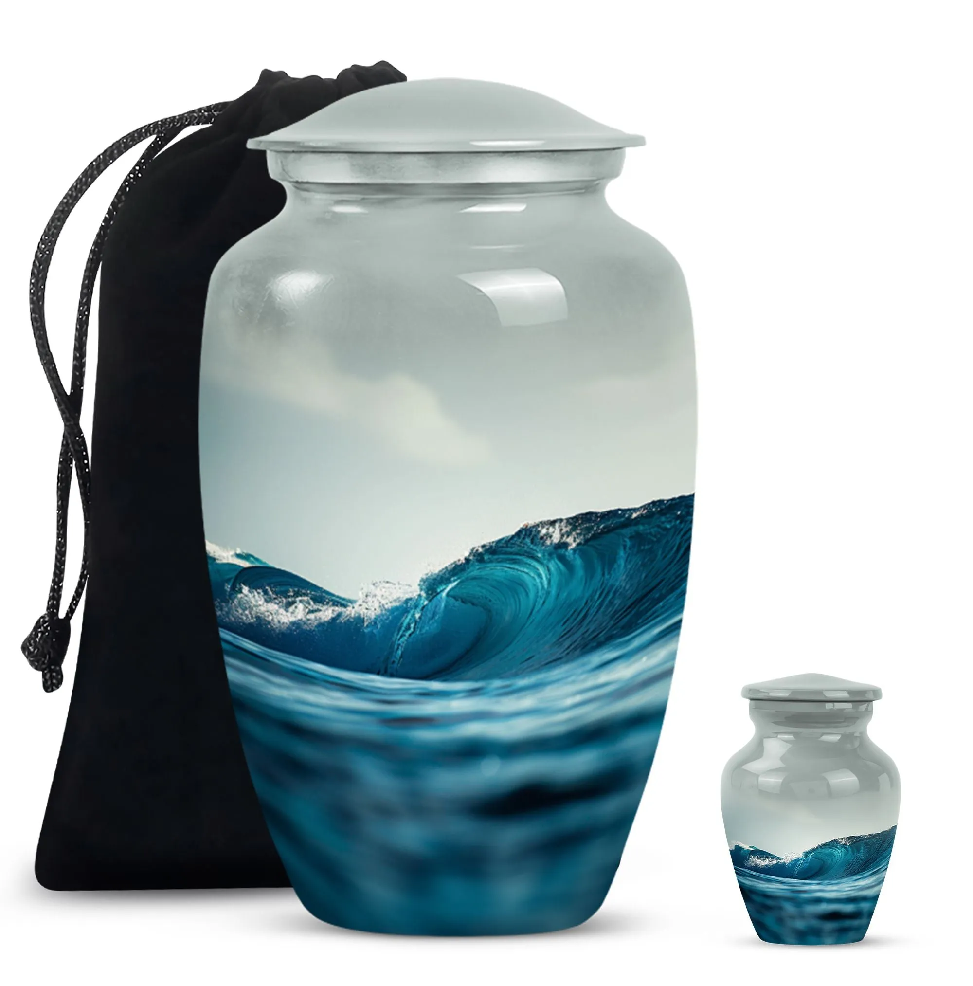 Ocean Waves Memoriam - Significant Urn for Loved One's Ashes