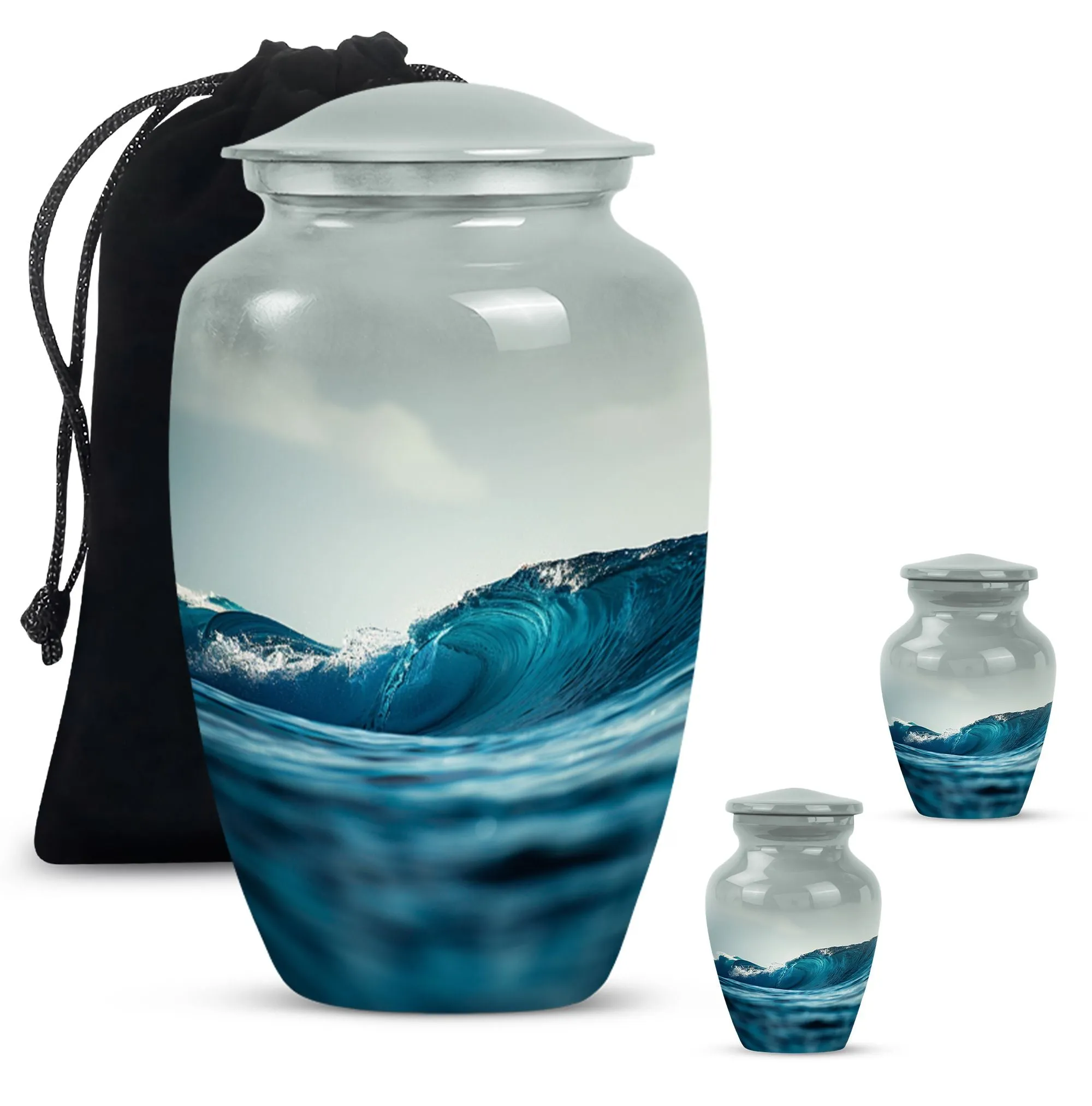 Ocean Waves Memoriam - Significant Urn for Loved One's Ashes