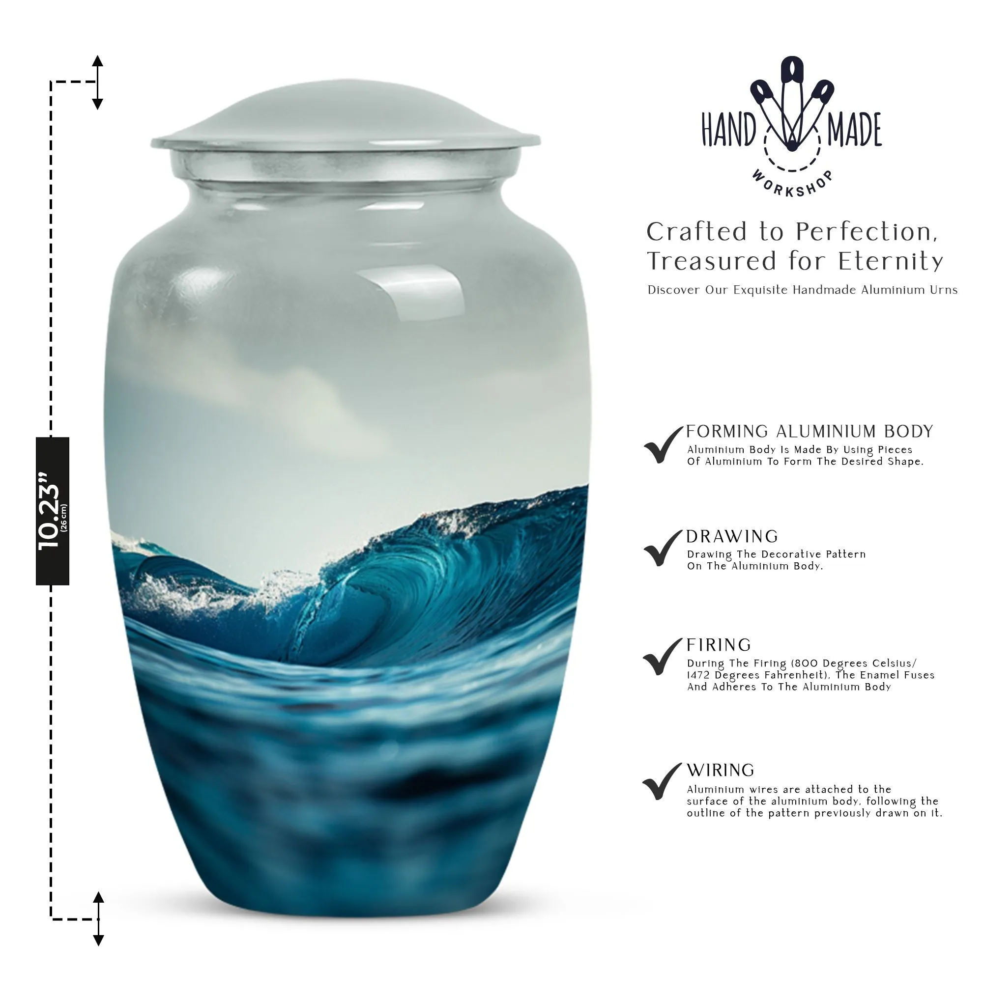Ocean Waves Memoriam - Significant Urn for Loved One's Ashes