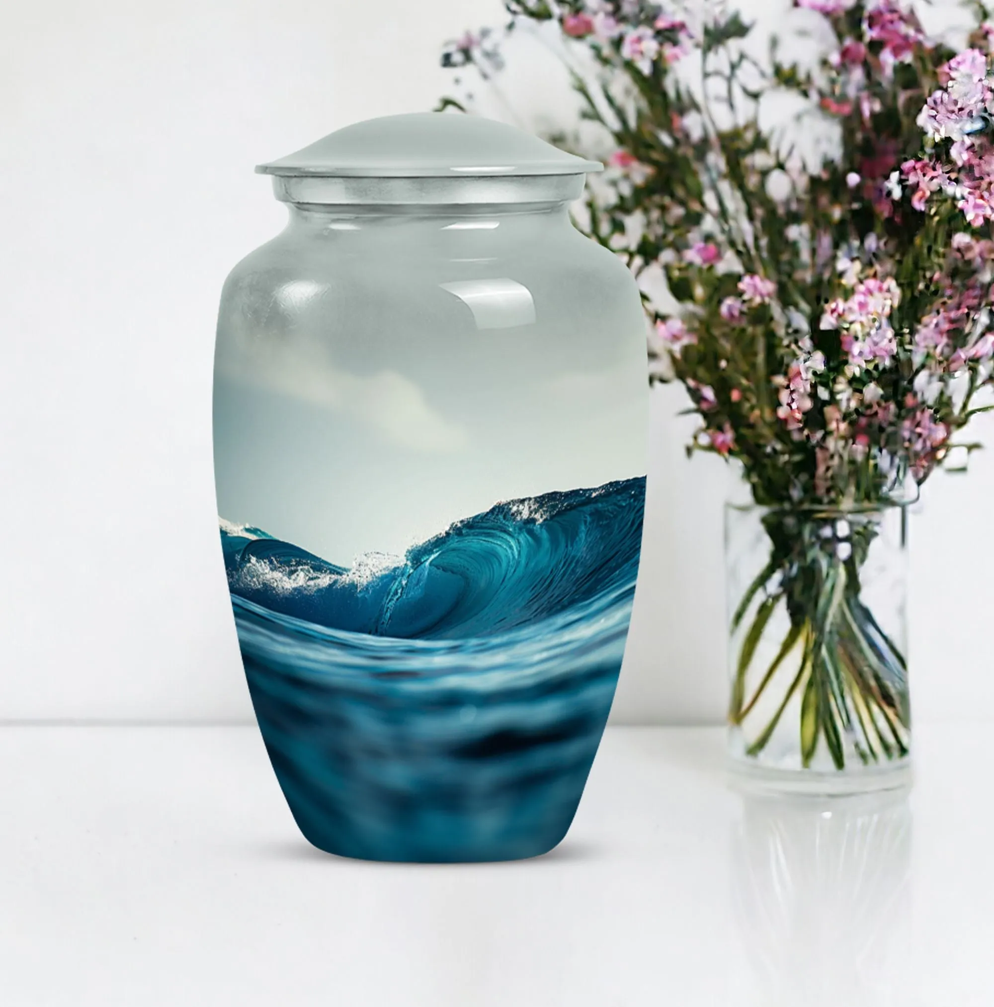 Ocean Waves Memoriam - Significant Urn for Loved One's Ashes