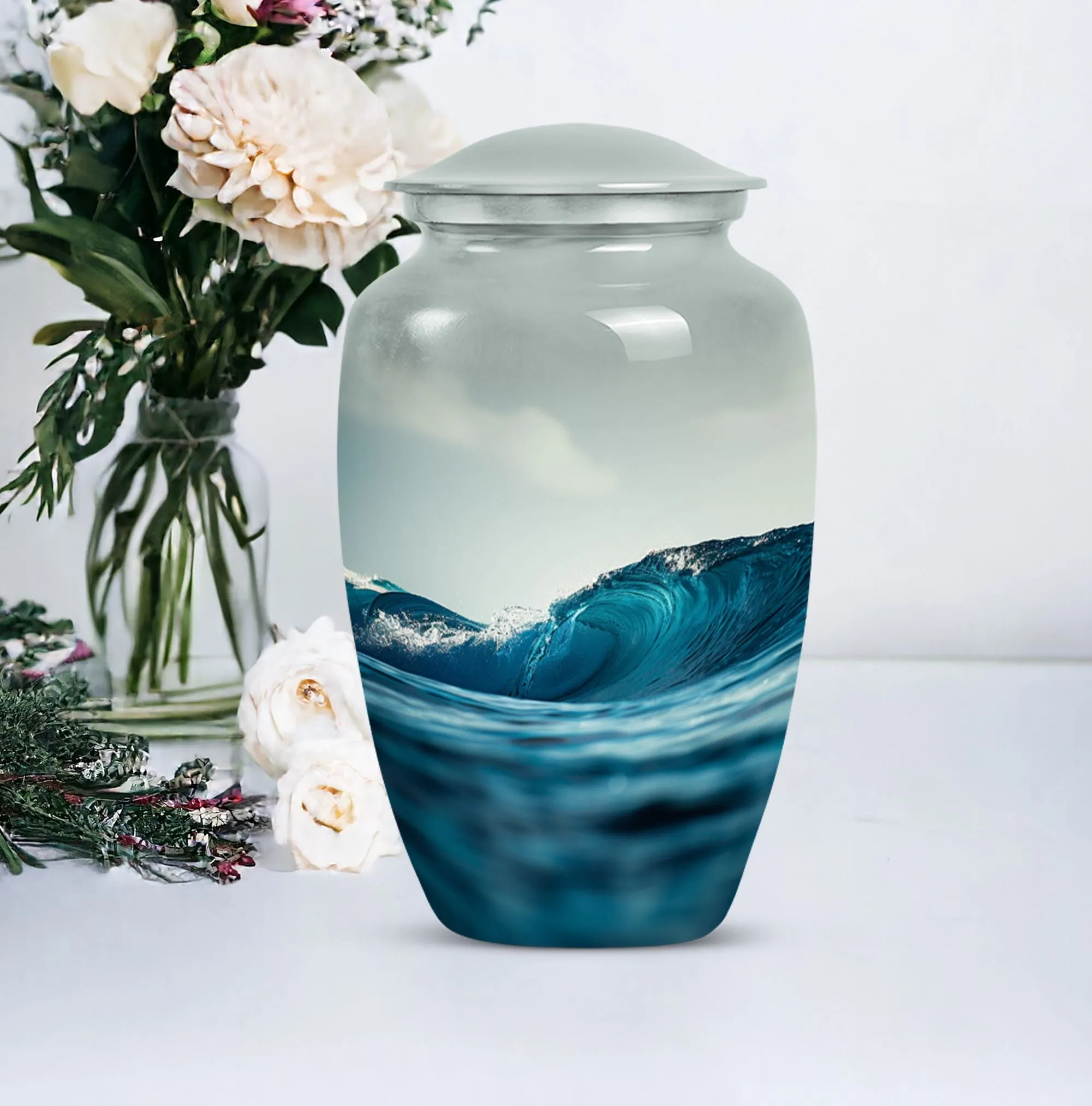 Ocean Waves Memoriam - Significant Urn for Loved One's Ashes