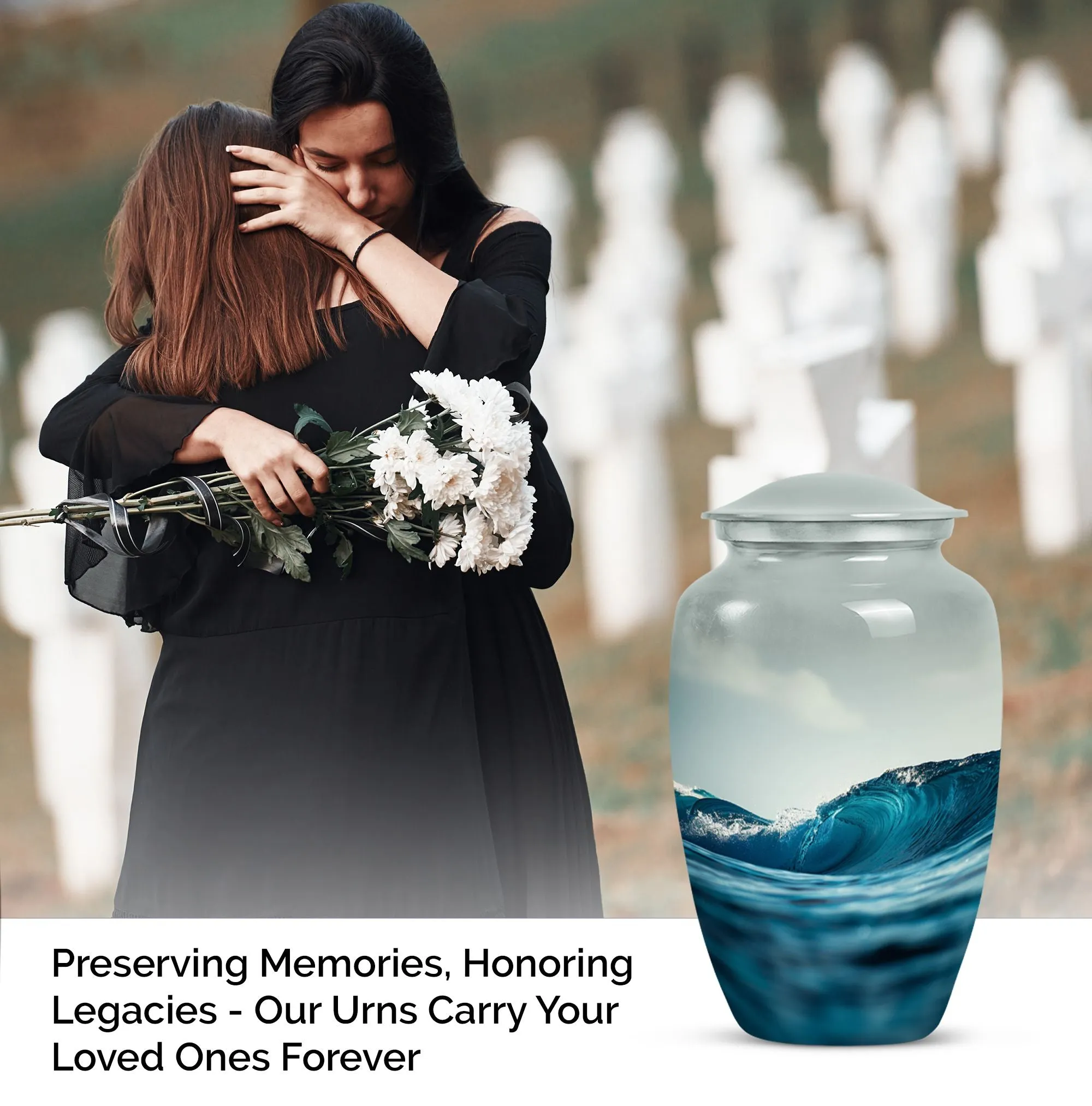 Ocean Waves Memoriam - Significant Urn for Loved One's Ashes