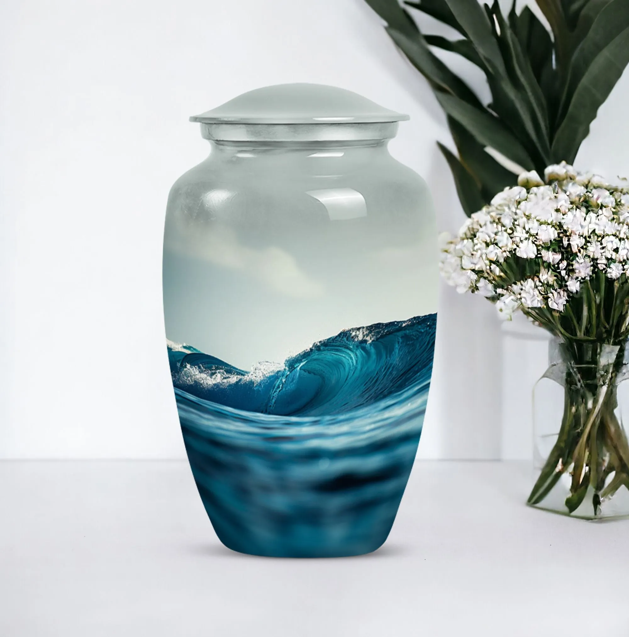 Ocean Waves Memoriam - Significant Urn for Loved One's Ashes