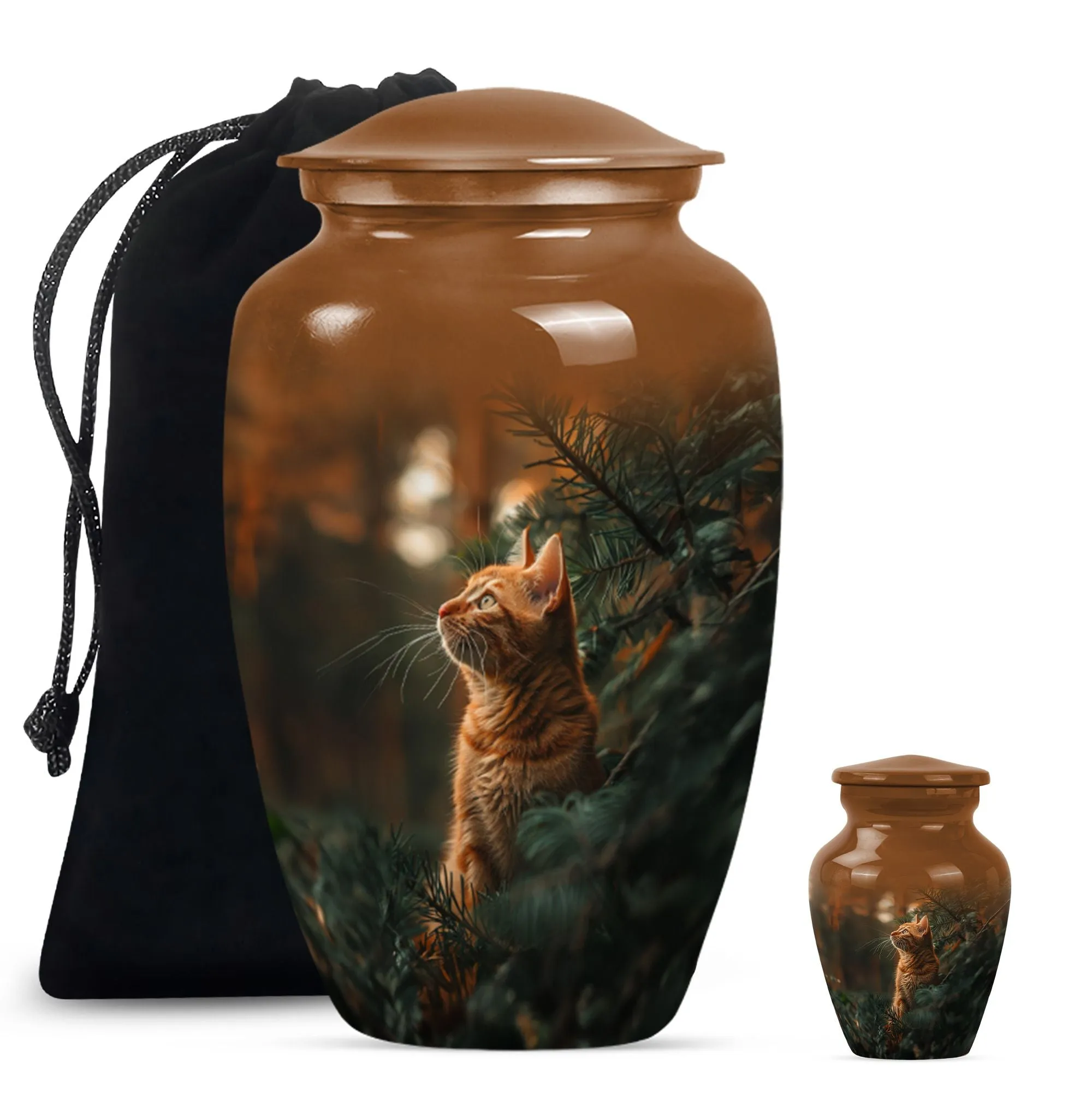 Orange Cat Memorial Urn: Cherished Woman-Focused Urn