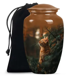 Orange Cat Memorial Urn: Cherished Woman-Focused Urn