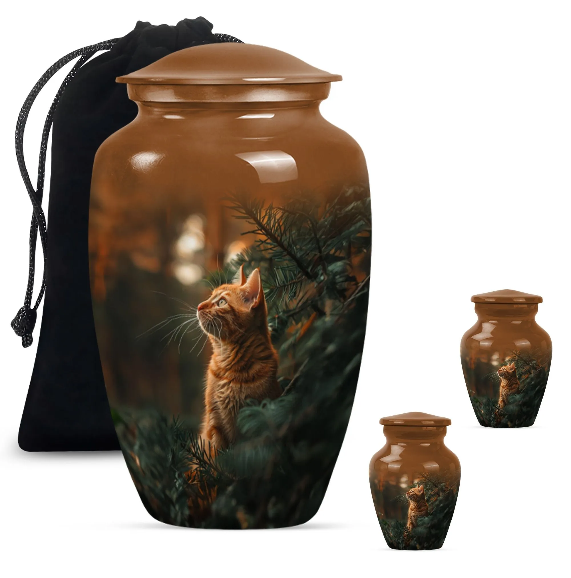 Orange Cat Memorial Urn: Cherished Woman-Focused Urn