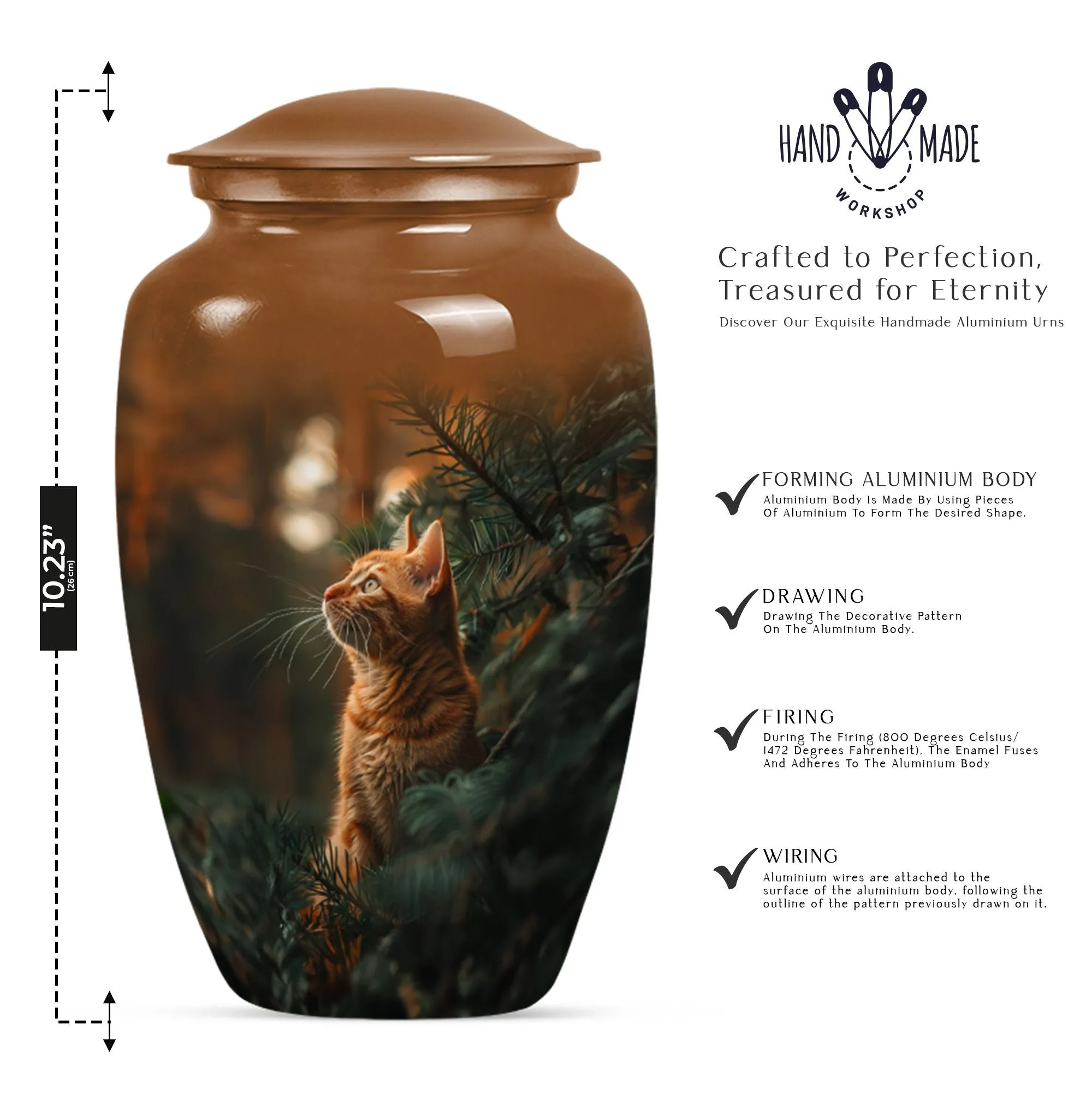 Orange Cat Memorial Urn: Cherished Woman-Focused Urn