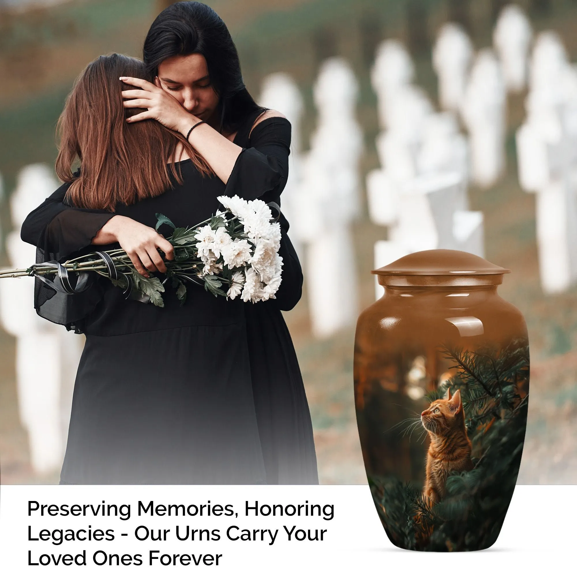 Orange Cat Memorial Urn: Cherished Woman-Focused Urn