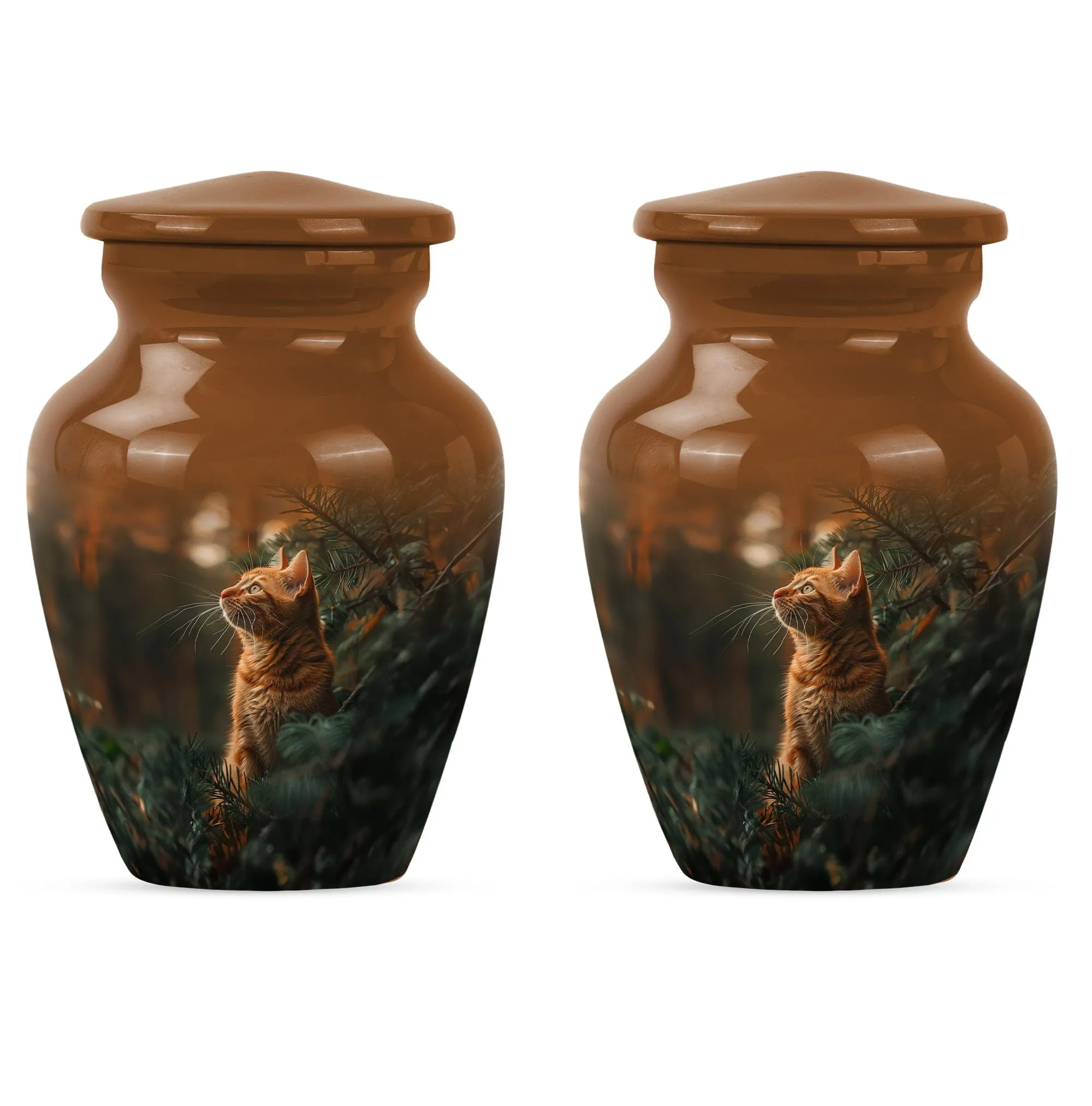 Orange Cat Memorial Urn: Cherished Woman-Focused Urn
