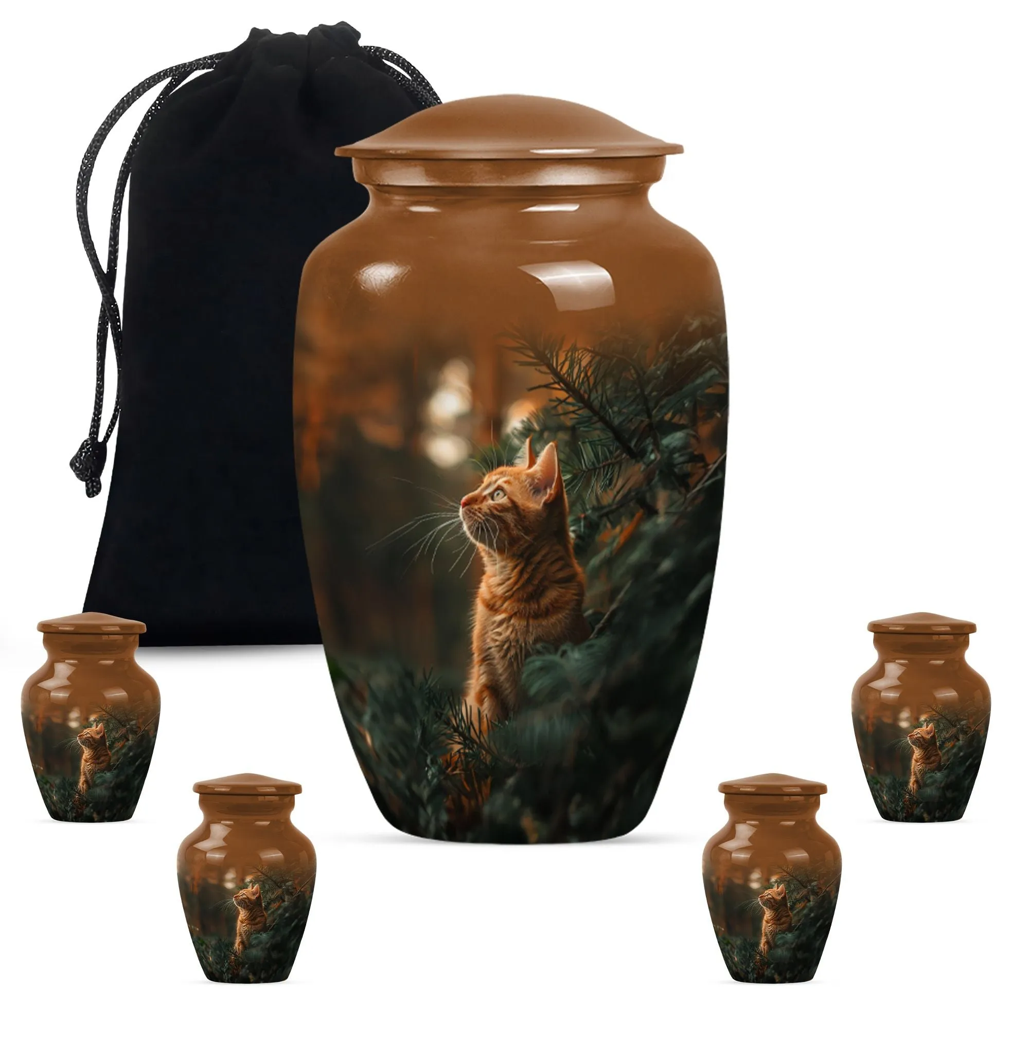 Orange Cat Memorial Urn: Cherished Woman-Focused Urn