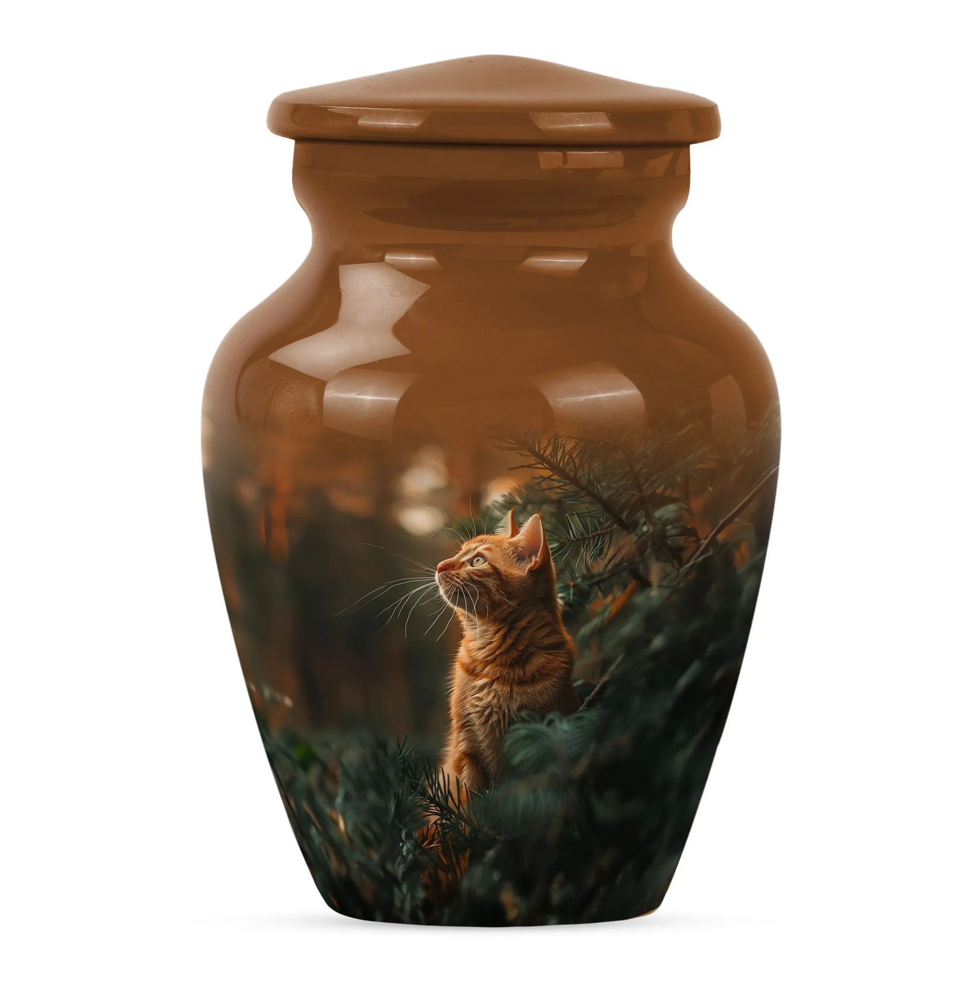 Orange Cat Memorial Urn: Cherished Woman-Focused Urn
