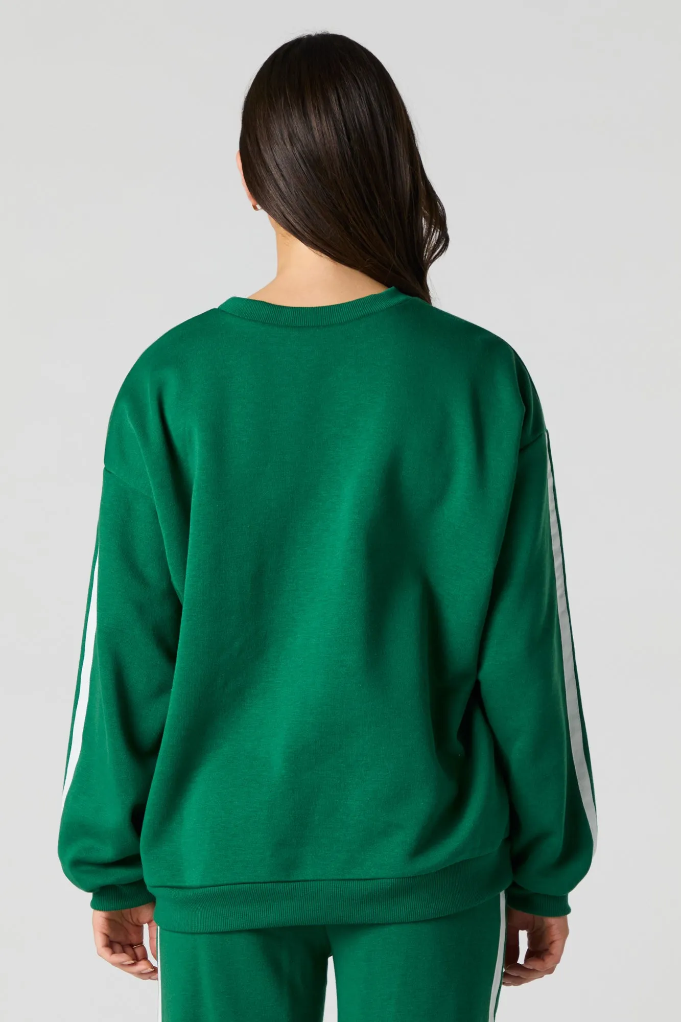 Oversized Stripe Sleeve Fleece Sweater