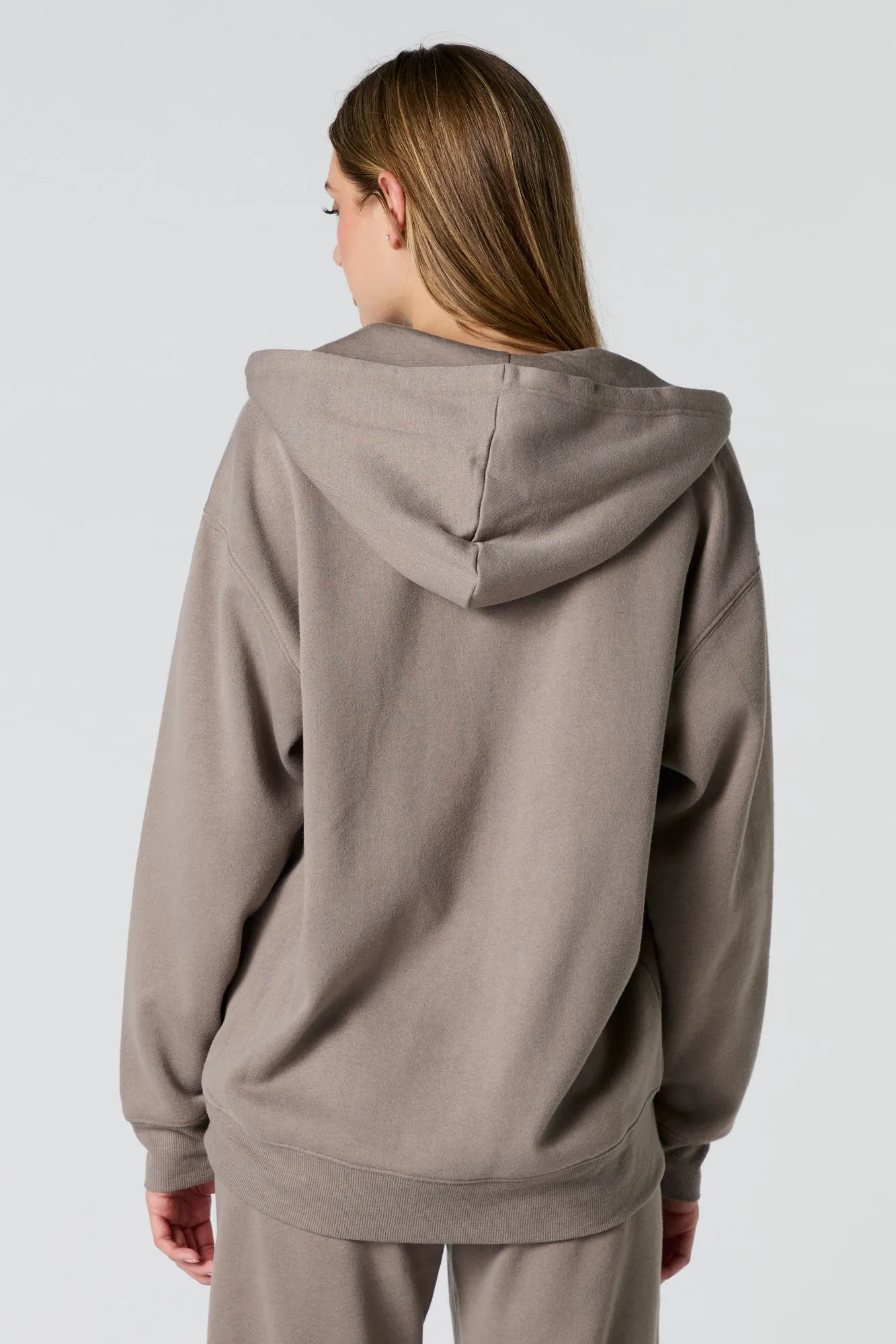 Oversized Zip-Up Fleece Hoodie
