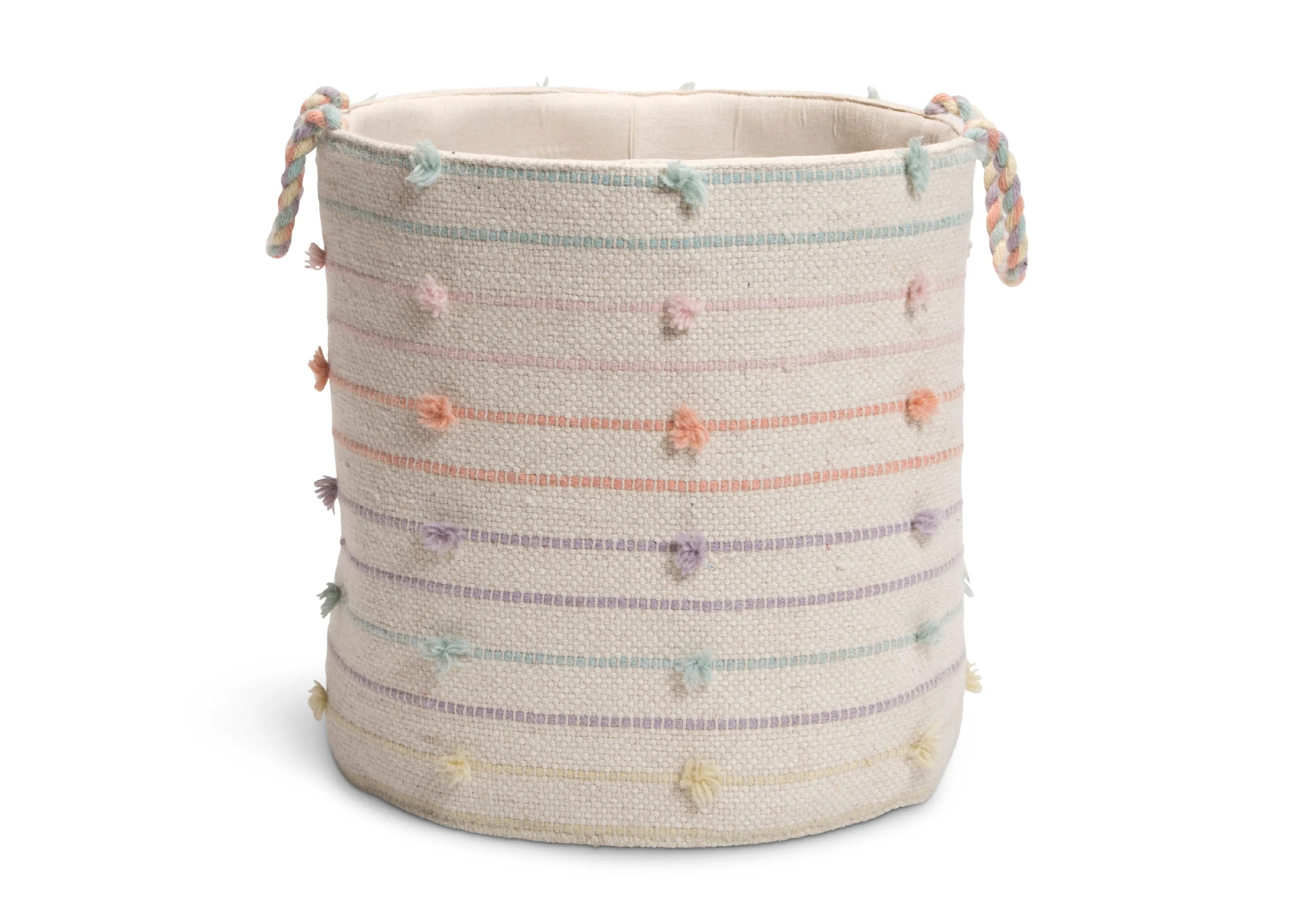 Pastel Pom-Pom Handwoven Basket