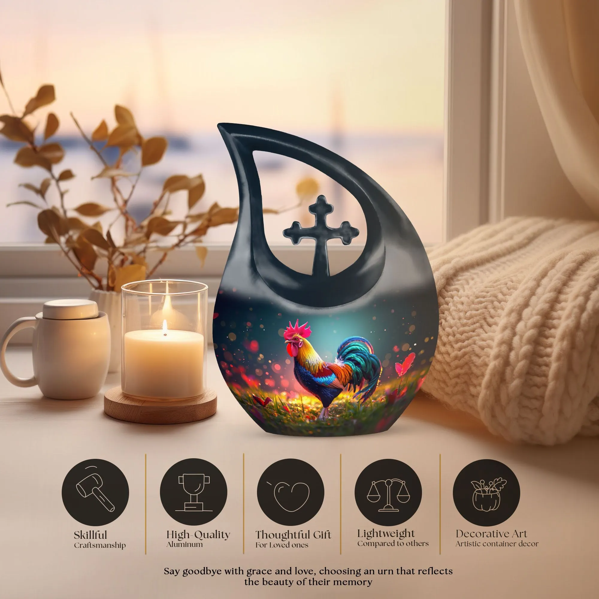 Peace Chicken Urn modern urn for human ashes cremation urn
