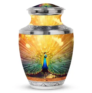 Peace of Eternity: Peacock Inspired Human Ashes Keepsake Urn