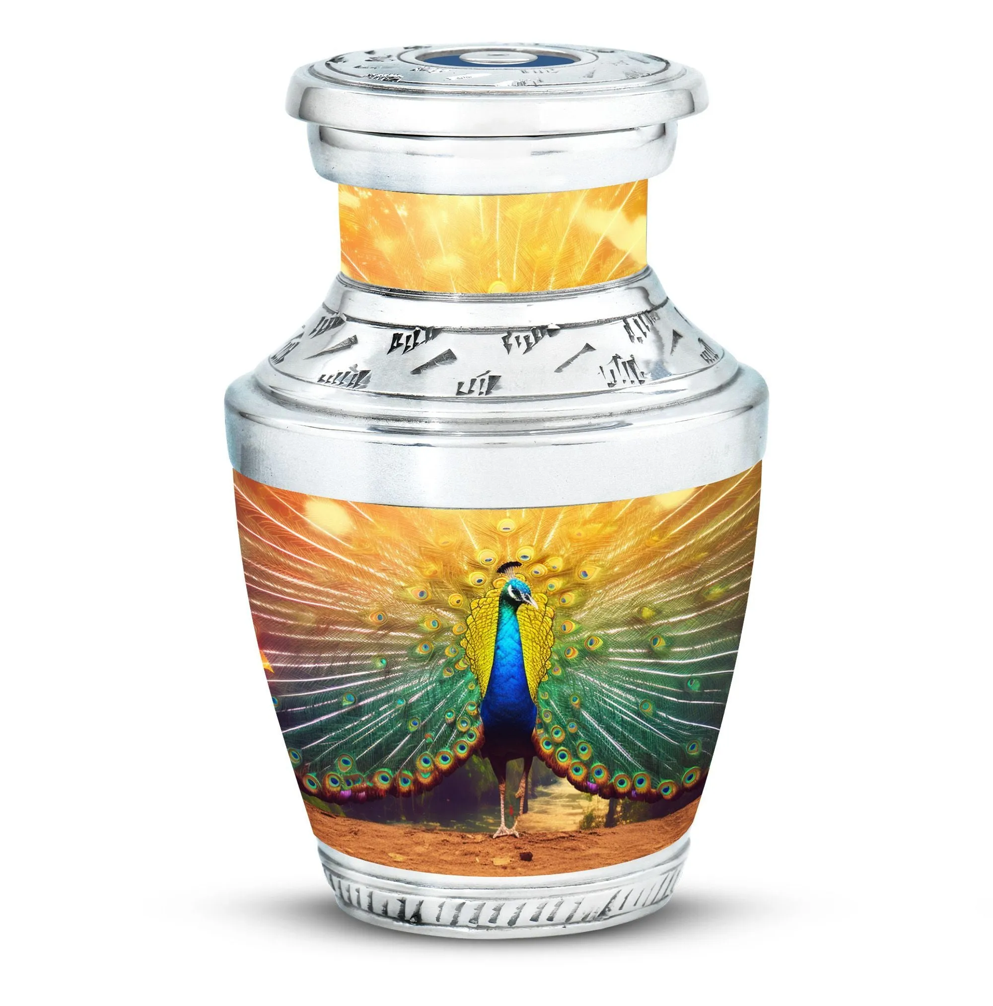 Peace of Eternity: Peacock Inspired Human Ashes Keepsake Urn