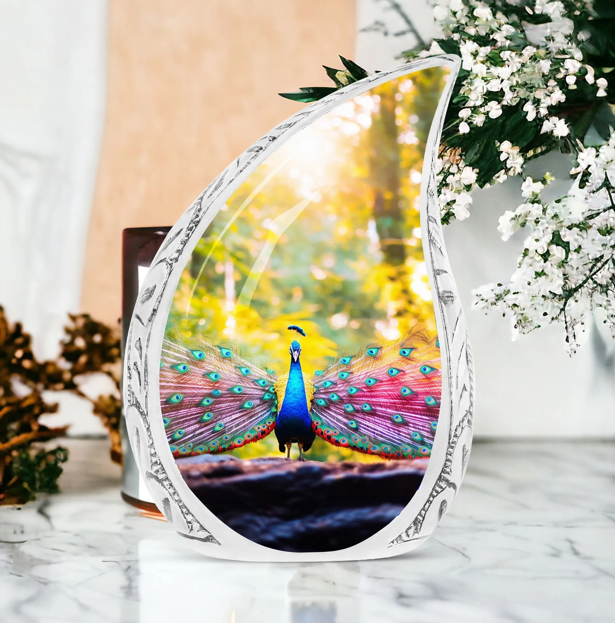 Peacock-Inspired Cremation Urn: The Elegance of Eternal Rest