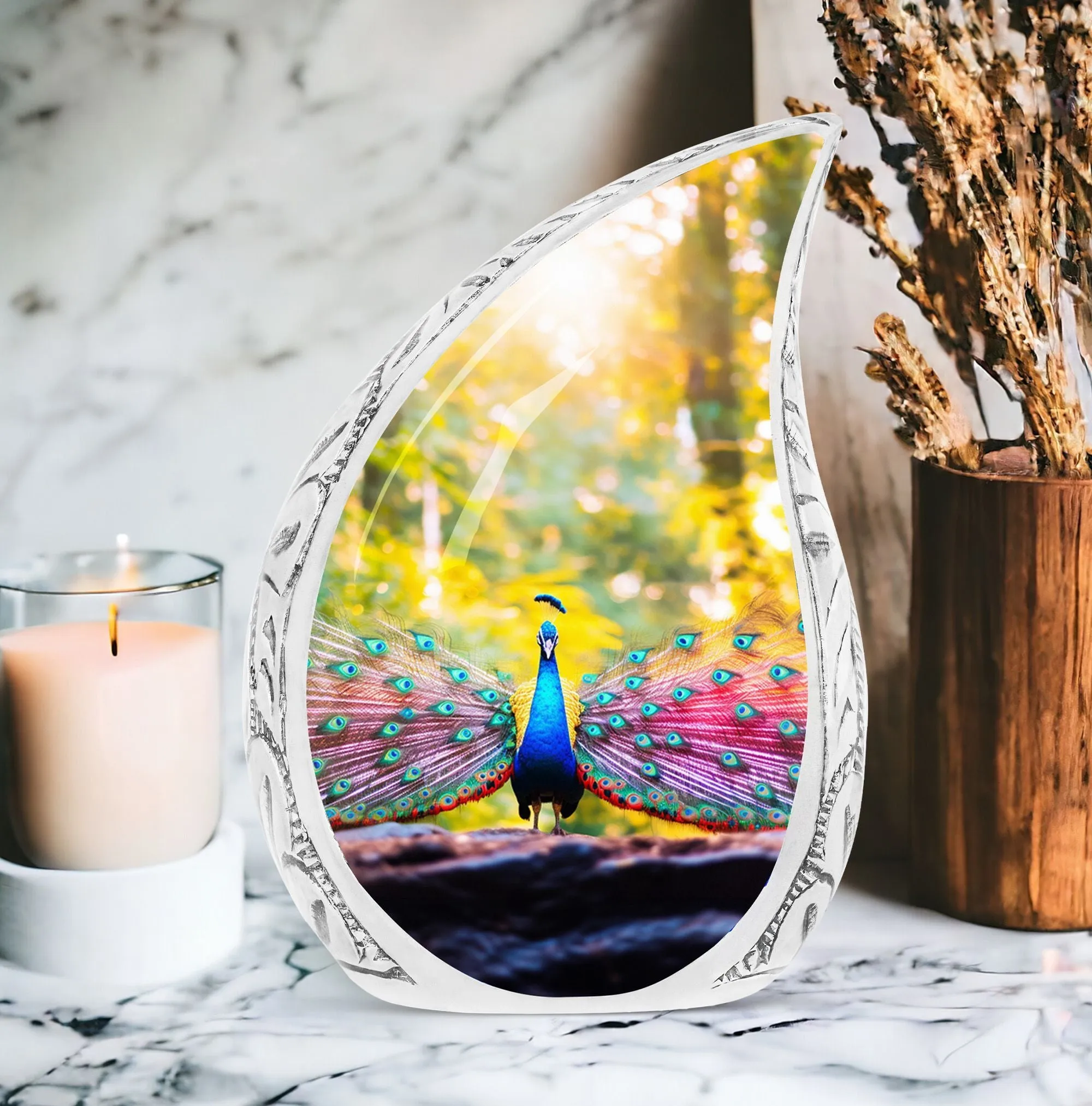 Peacock-Inspired Cremation Urn: The Elegance of Eternal Rest