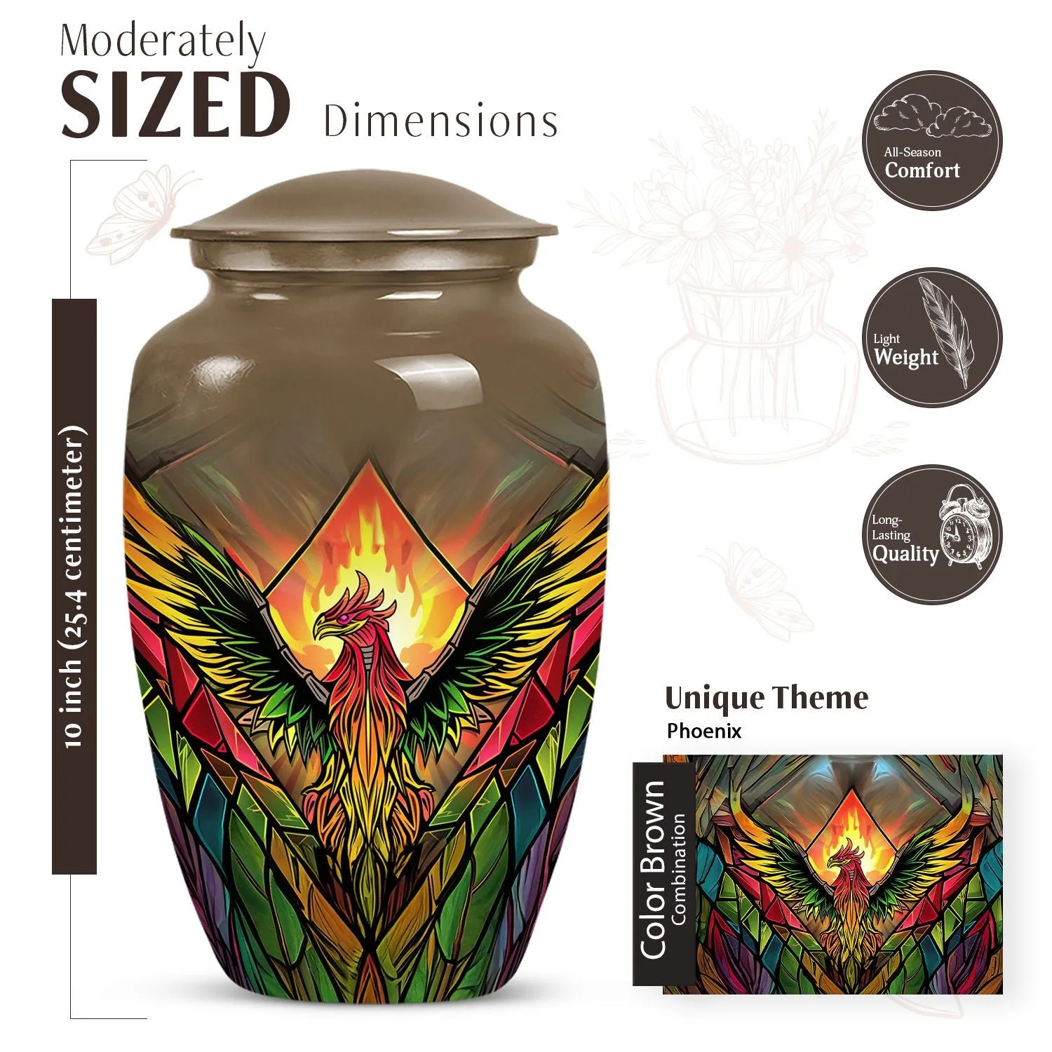 Phoenix Bird Ascend - Abstract Memorial Urn for Adults Ashes