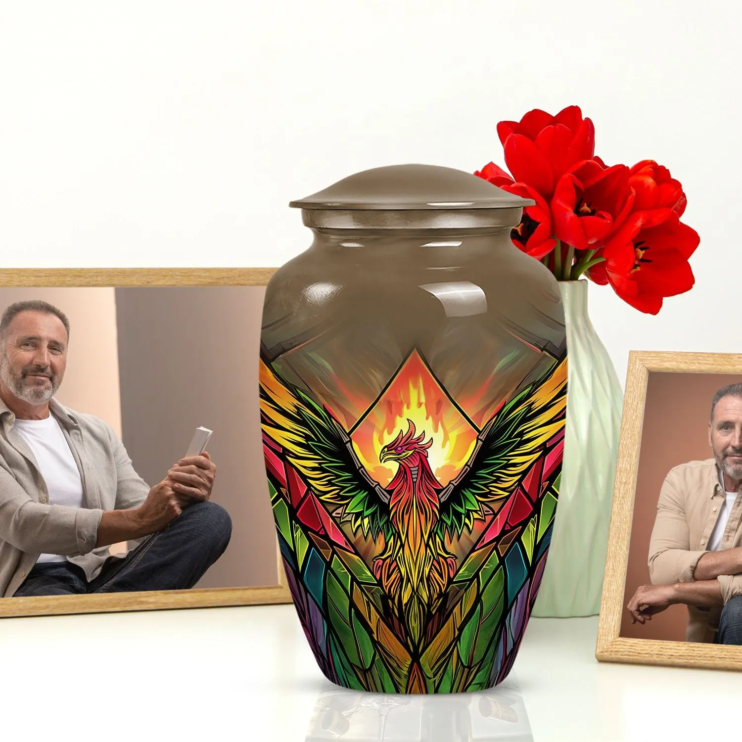 Phoenix Bird Ascend - Abstract Memorial Urn for Adults Ashes