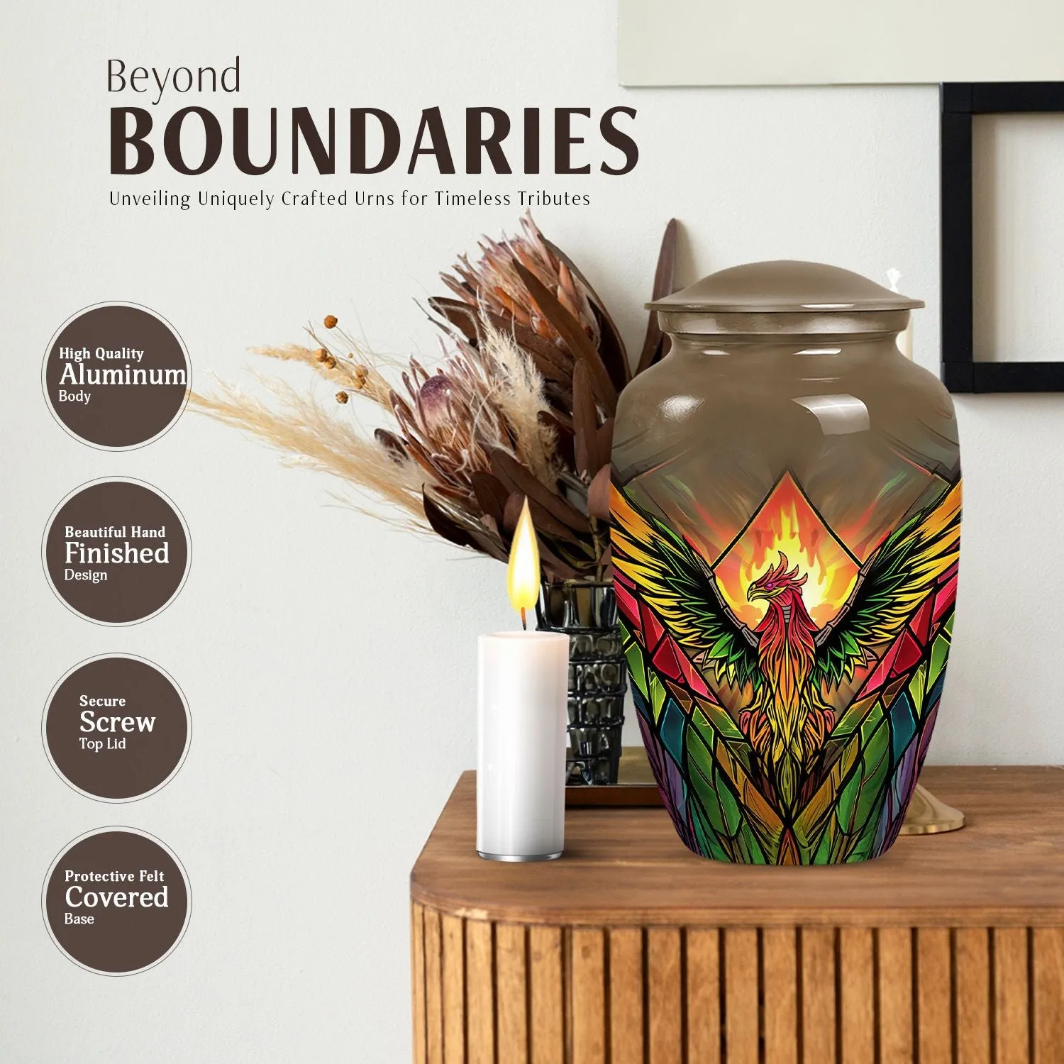 Phoenix Bird Ascend - Abstract Memorial Urn for Adults Ashes