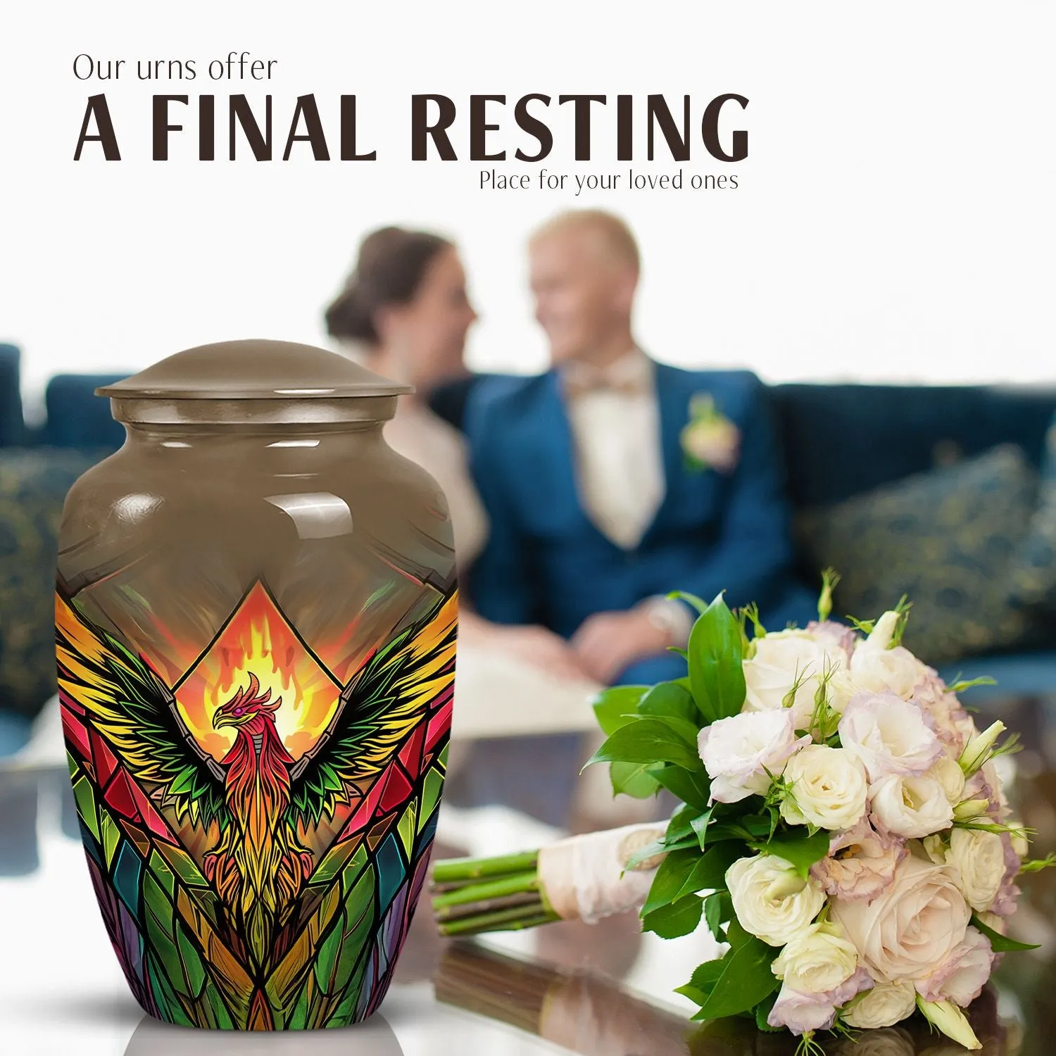Phoenix Bird Ascend - Abstract Memorial Urn for Adults Ashes