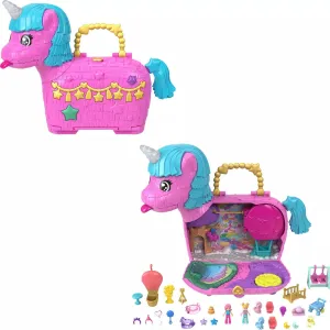 Polly Pocket HWP07 Unicorn Partyland Playset 30pc with 2 Micro Dolls
