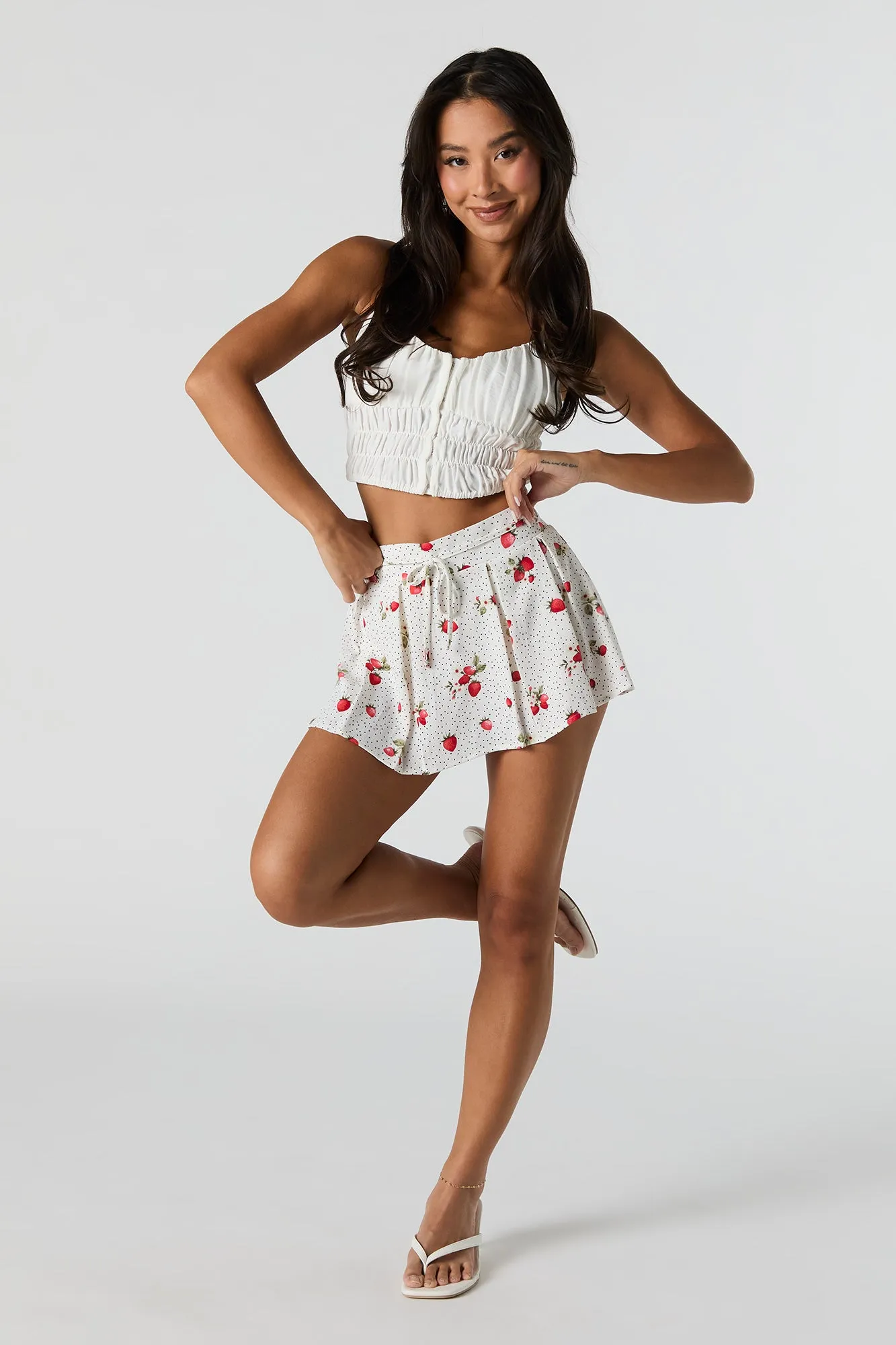 Printed Pleated Mini Skort