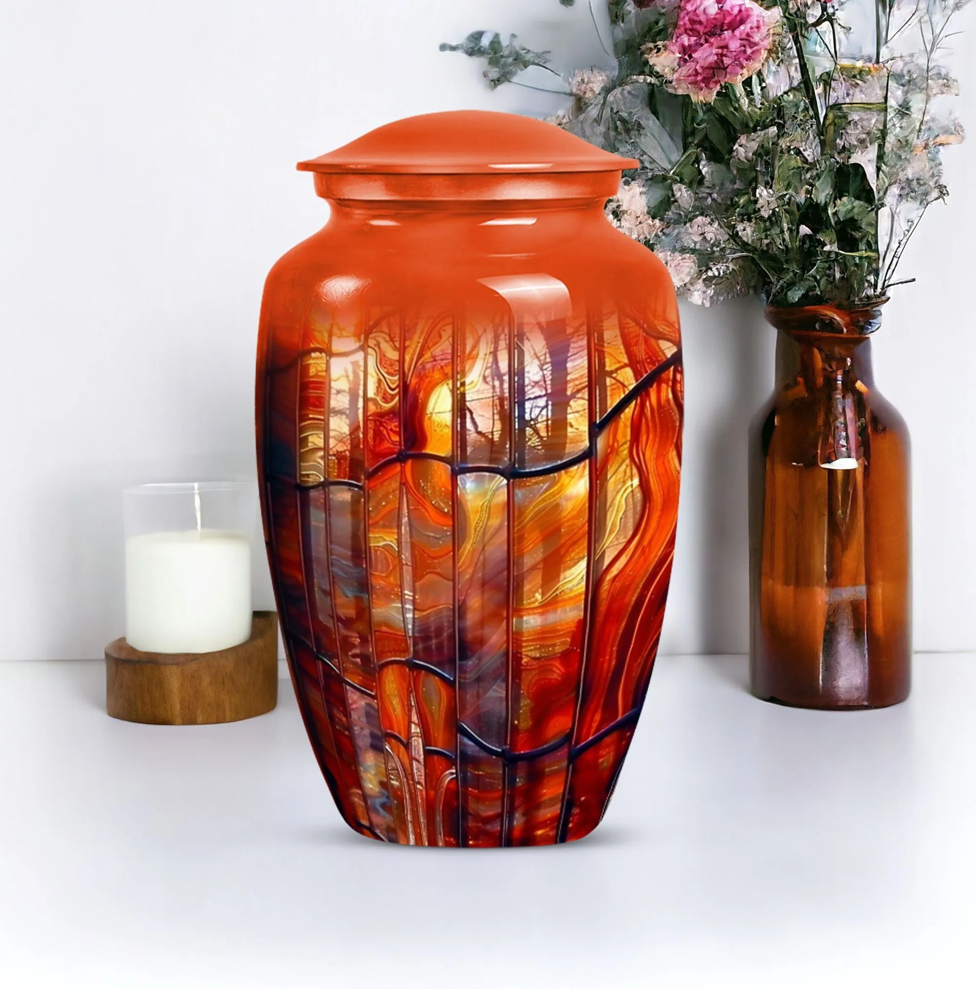 Prismatic Memorial Stained Glass Urn for Human Ashes