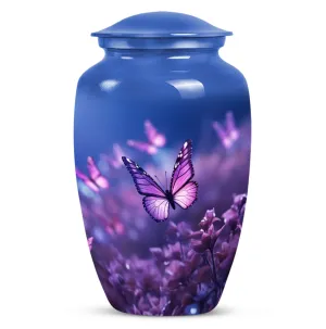 Purple Butterflies Memorial Urn for Cremation | Custom Urn