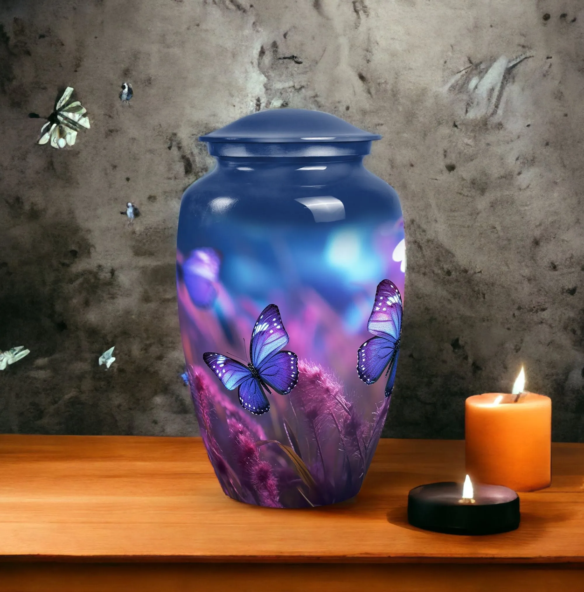 Purple Butterfly Remembrance: Beautiful Cremation Urn for Adults