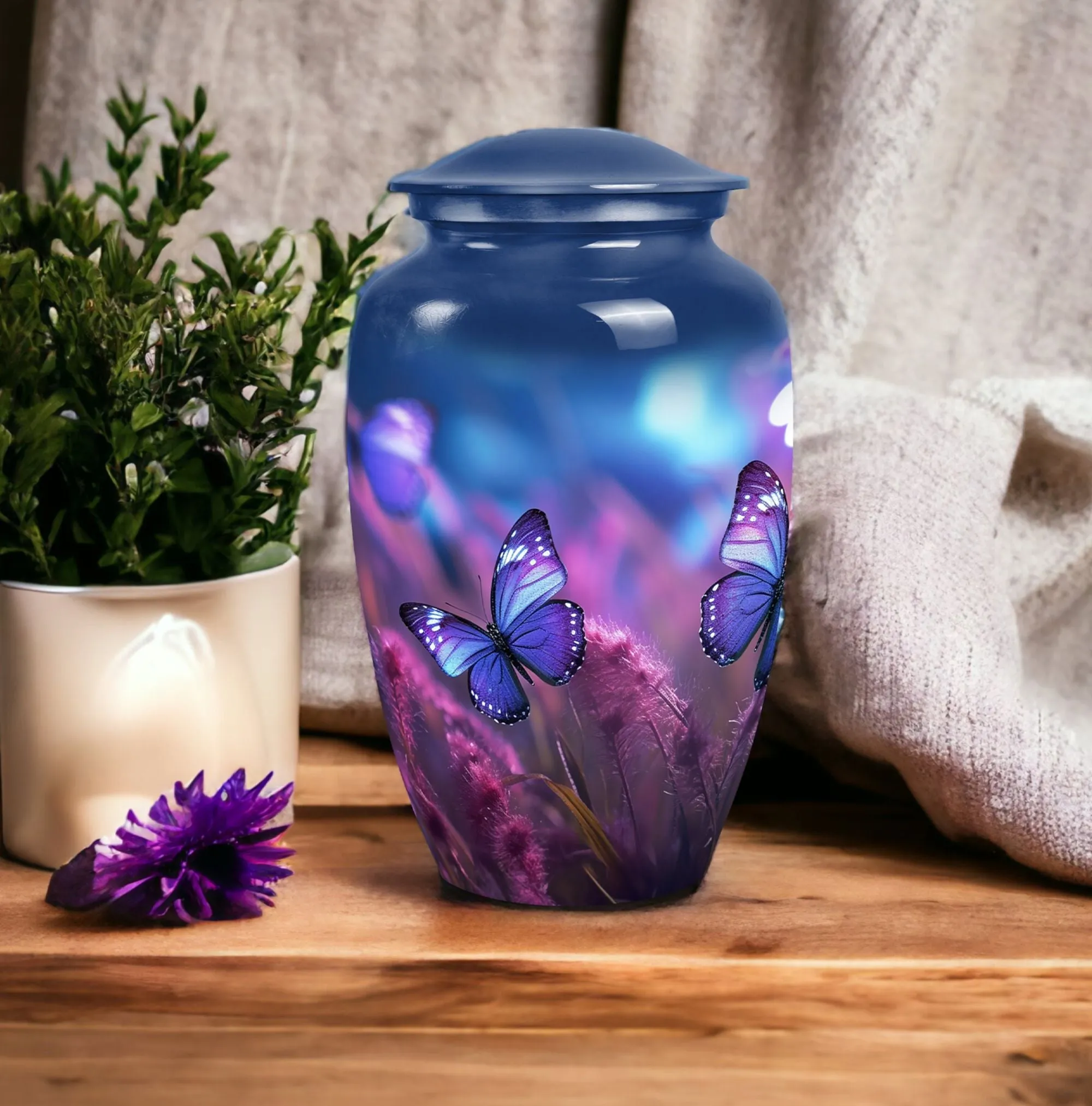Purple Butterfly Remembrance: Beautiful Cremation Urn for Adults