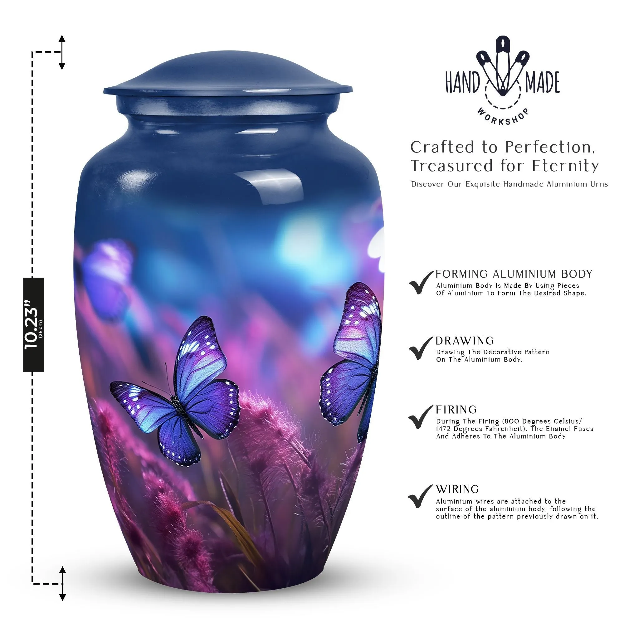 Purple Butterfly Remembrance: Beautiful Cremation Urn for Adults